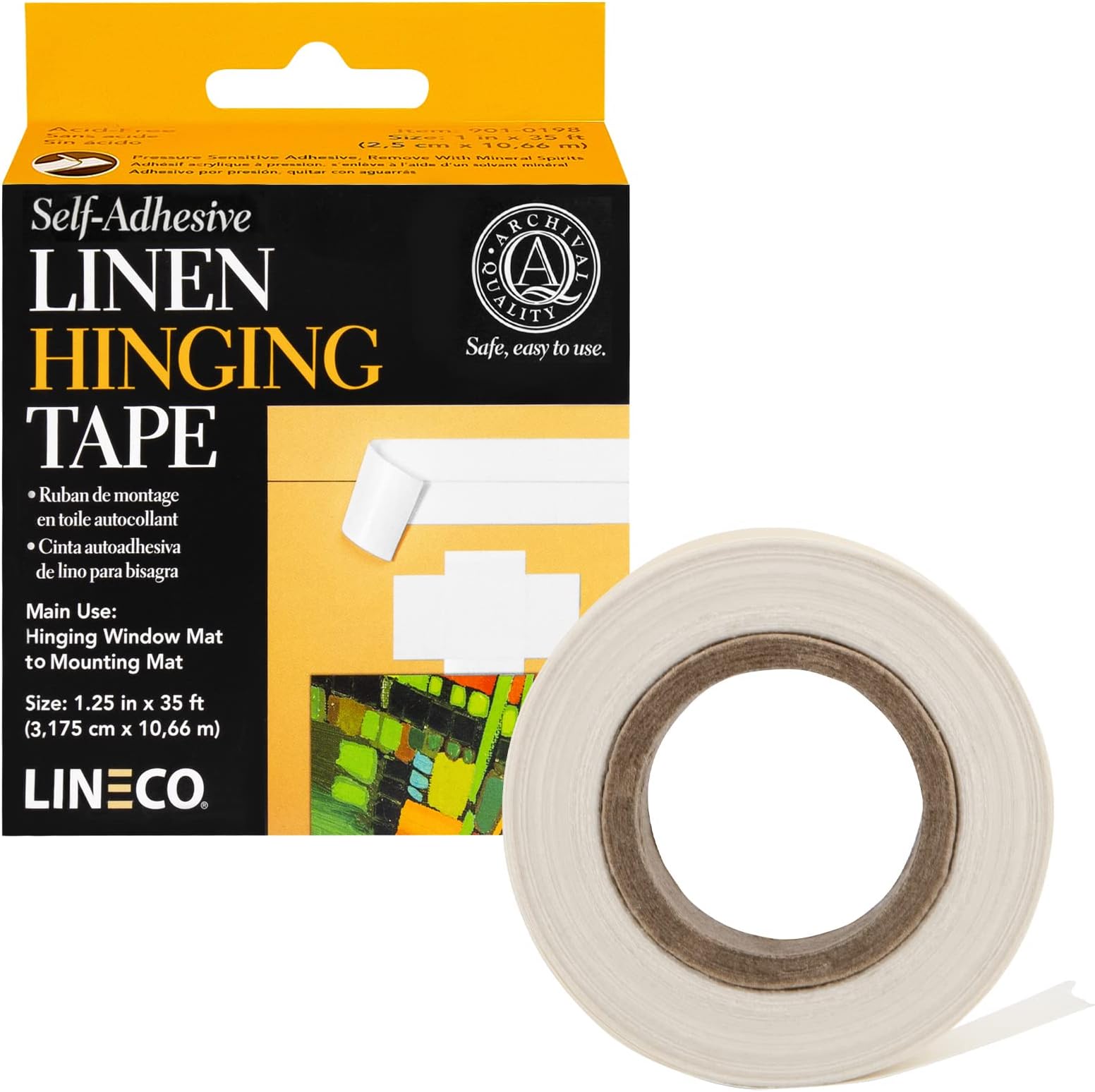 Self-Adhesive Linen Hinging Tape-White 1.25"X35'
