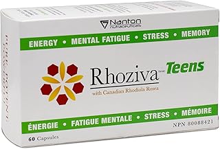 Nanton Nutraceuticals Rhoziva Teens Brain Supplement For Memory & Concentration Support | Natural Stress Relief | Rhodiola Rosea, Bacopa + Vitamins | Vegetarian & Gluten Free | 80mg | 60 Count