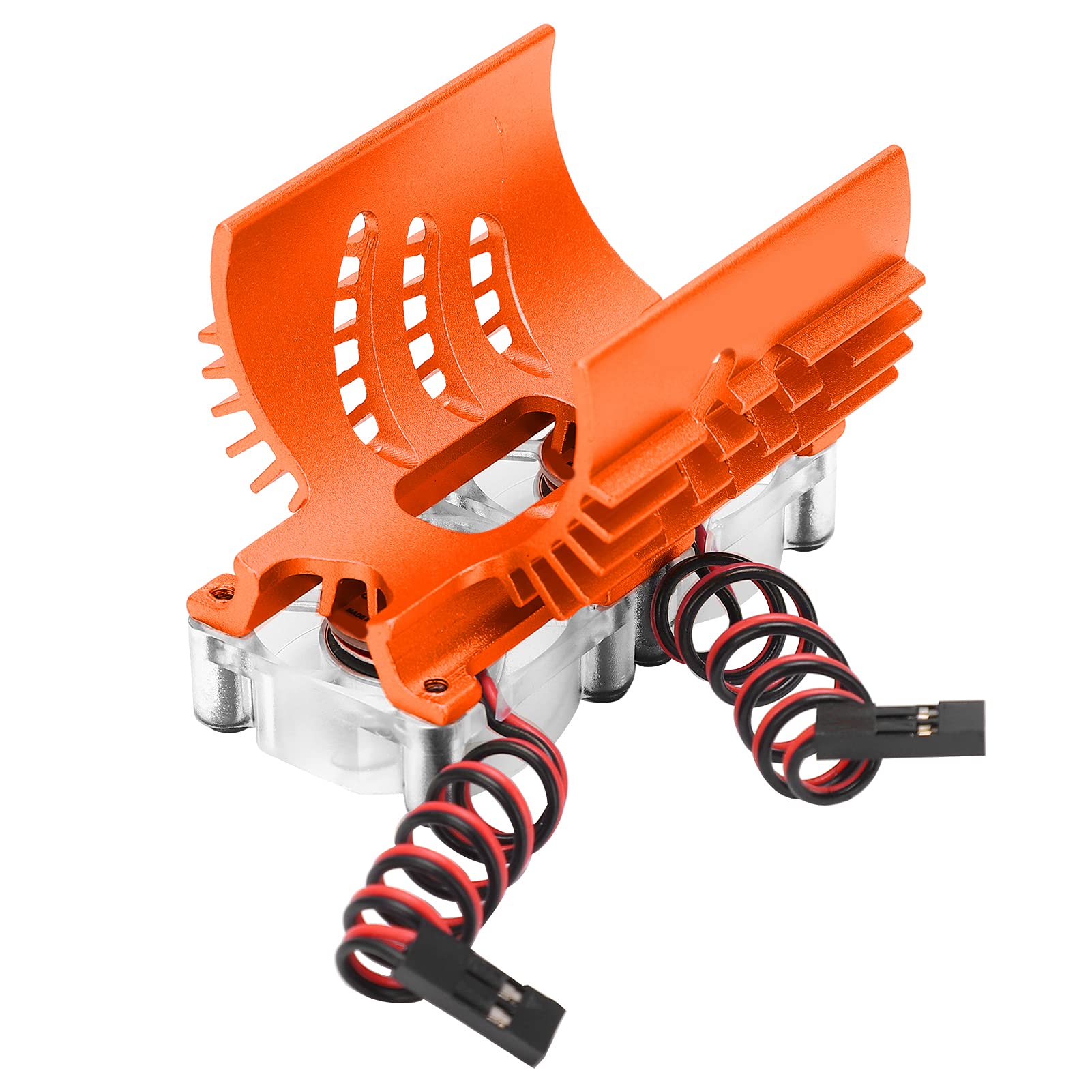 Dissipatore di calore per motore con doppia ventola, radiatore di raffreddamento per motore a doppia ventola, radiatore in alluminio da 40–42 mm con due ventole da 30 mm per auto (Arancia)