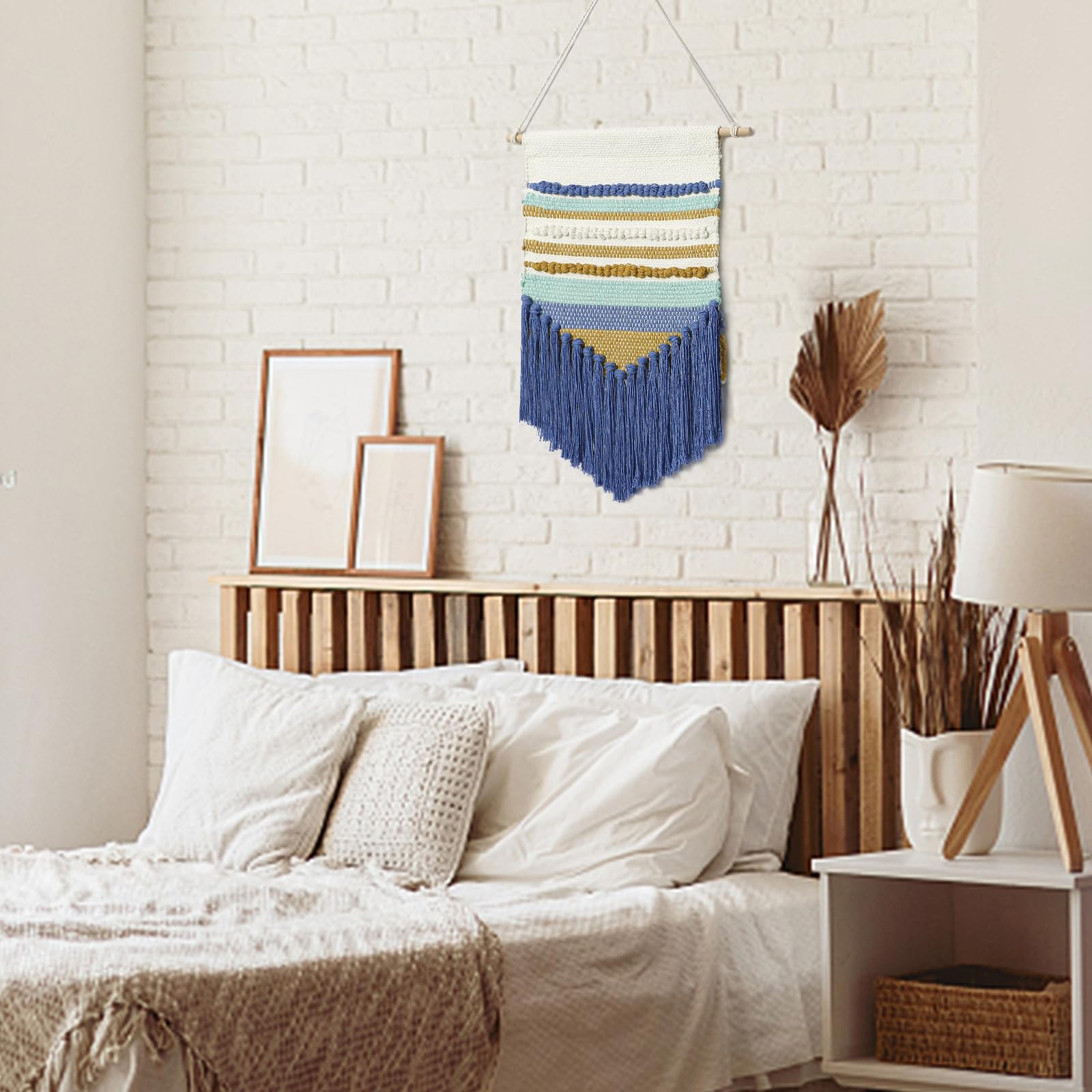 Macramé Mural Weldomcor Macramé Grande Tapisserie Tissée Tenture Murale Boho Feuille Plume Décoration Chic Pour Chambre Salon Deco Murale