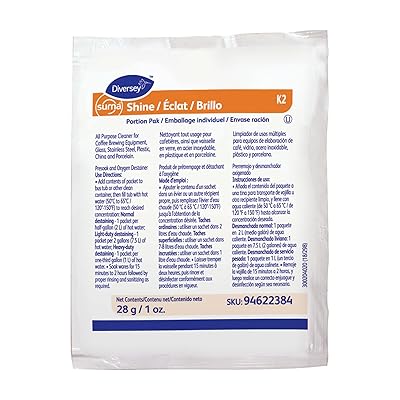 Diversey 94622384 Suma Shine Oxygen Stain Remover, All Purpose Cleaner for Coffee & Tea Stains, Concentrated Powder Portion Pak, 1-Ounce 1 Packet