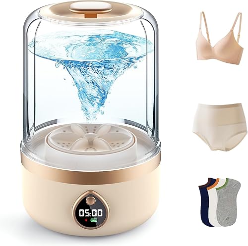 Lavadora portátil, lavadora de ropa interior de 1.5 L, recargable, inalámbrica, esponja de maquillaje, limpiadora de calcetines de limpieza