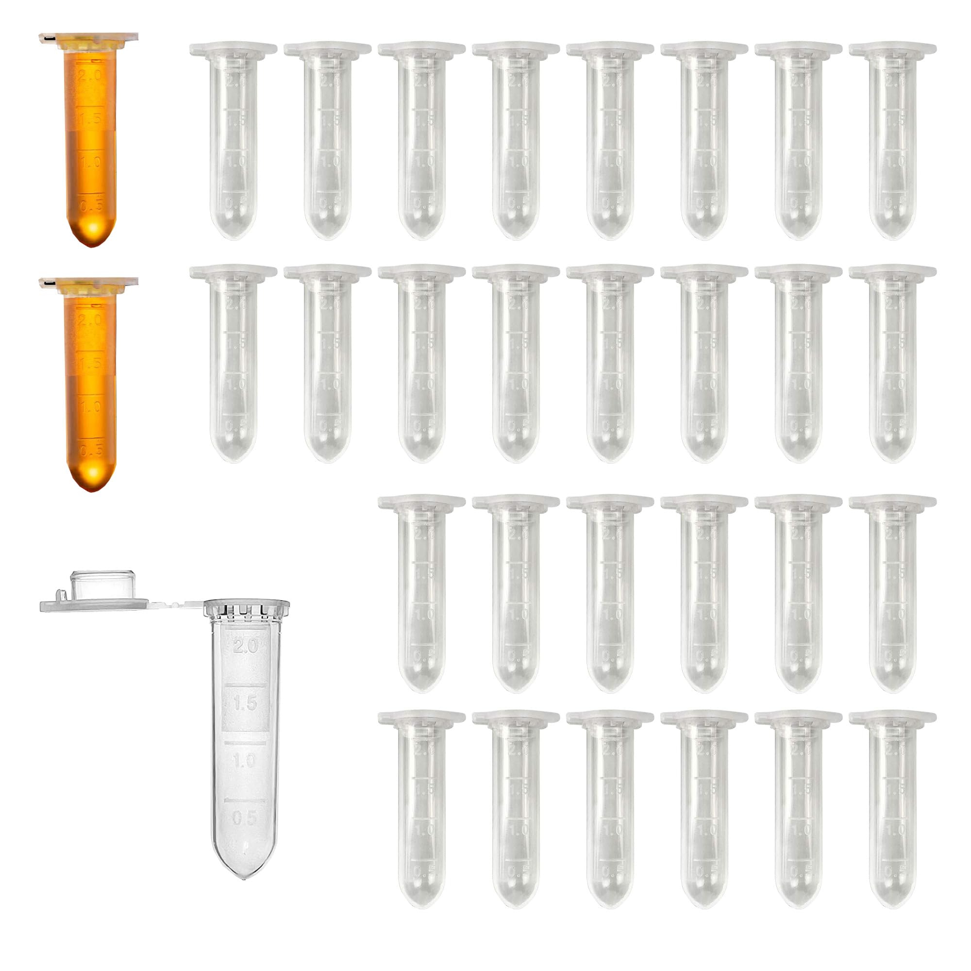HUAZIZ 300 Pcs Micro Centrifugeuse Tubes, 2ml Clear Micro Plastic Tube, Polypropylène 2ml avec Bouchon à Clipser Tubes de Laboratoire Micro Centrifuge Tubes