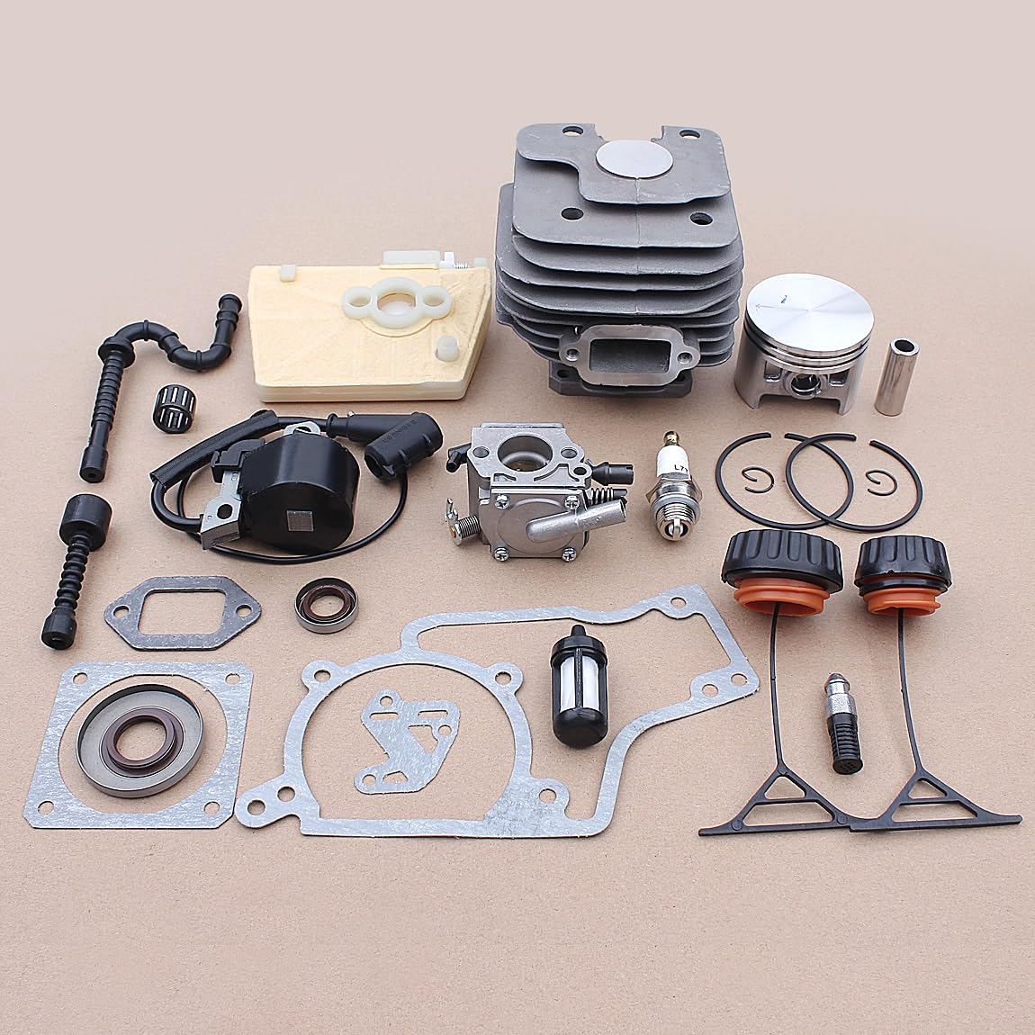 Części do kosiarki 52mm zestaw tłoka cylindra gaźnika do pilarek Stihl 038 MS380 1119 020 1202 piły łańcuchowe benzyna części narzędzi ogrodowych