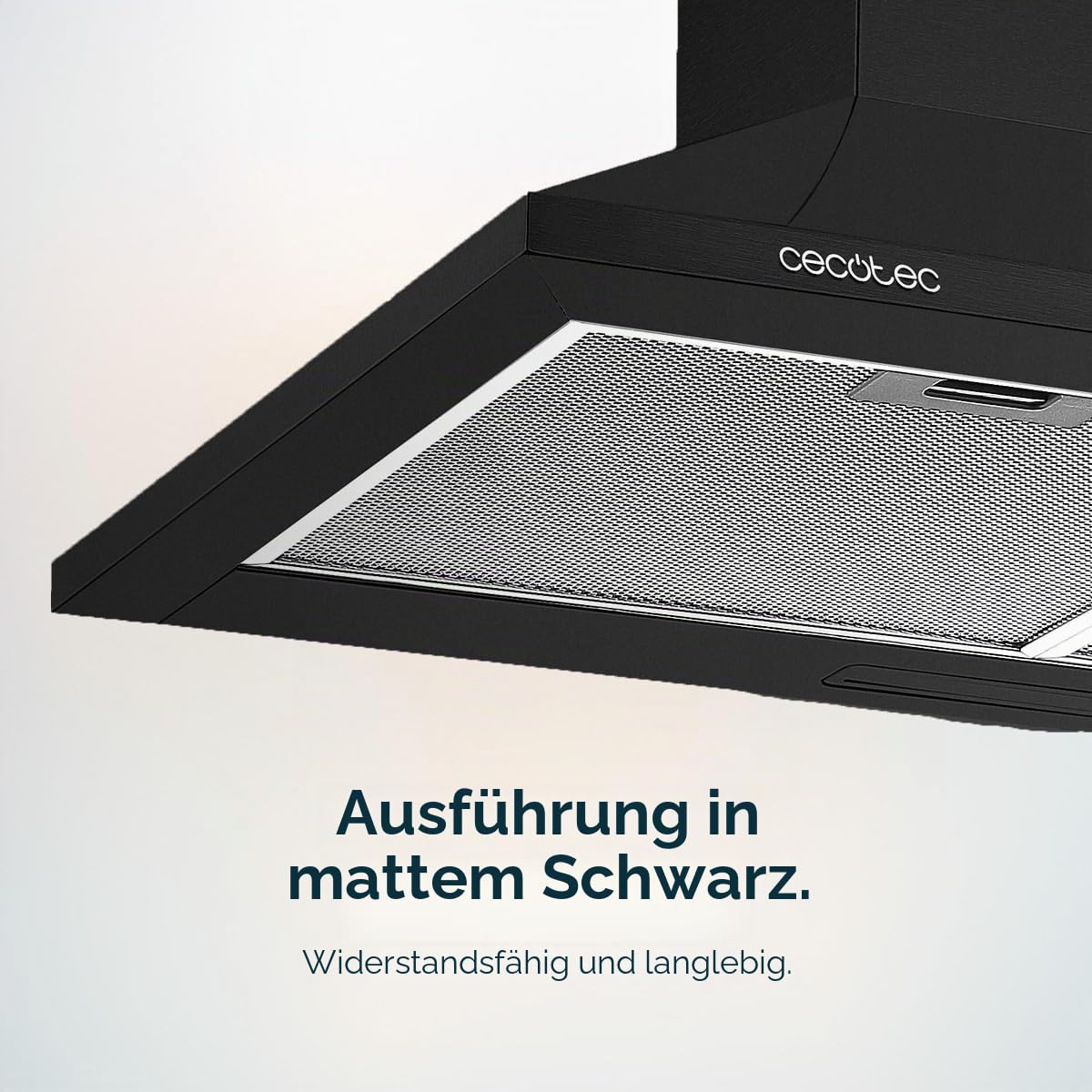 Cecotec Bolero Flux PM 604300 Pyramiden-Dunstabzugshaube, 60 cm, Motor 105 W, Saugleistung 430 m³/h, mechanische Steuerung, 3 Leistungsstufen, Licht, Aluminiumfilter, schwarzes Finish