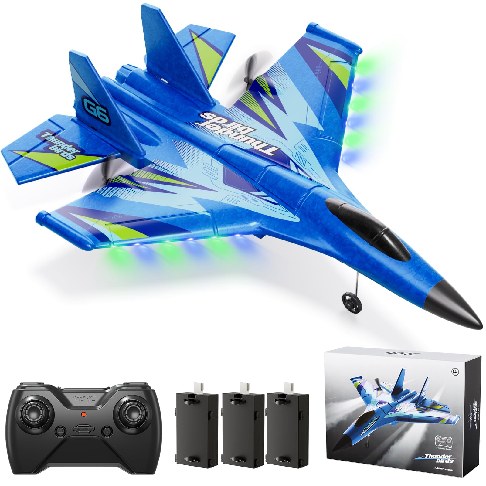 Photo 1 of Tubokoro Foam RC Plane for Kids Adults Beginner, Remote Control Airplane RC Jet Helicopter Plane for Kids Adults with 3 Batteries, 2.4GHz Remote Control Fighter Toys with Gyro Stabilizer Easy to Fly
