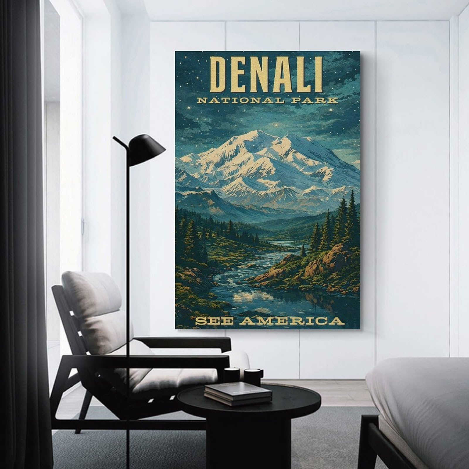 Junmoney Home Decor Wall Art Denali National Park Vintage, 20x30inch(50x75cm), for New Homes, Bedrooms Or Workspaces, Decorative Present for New Homes