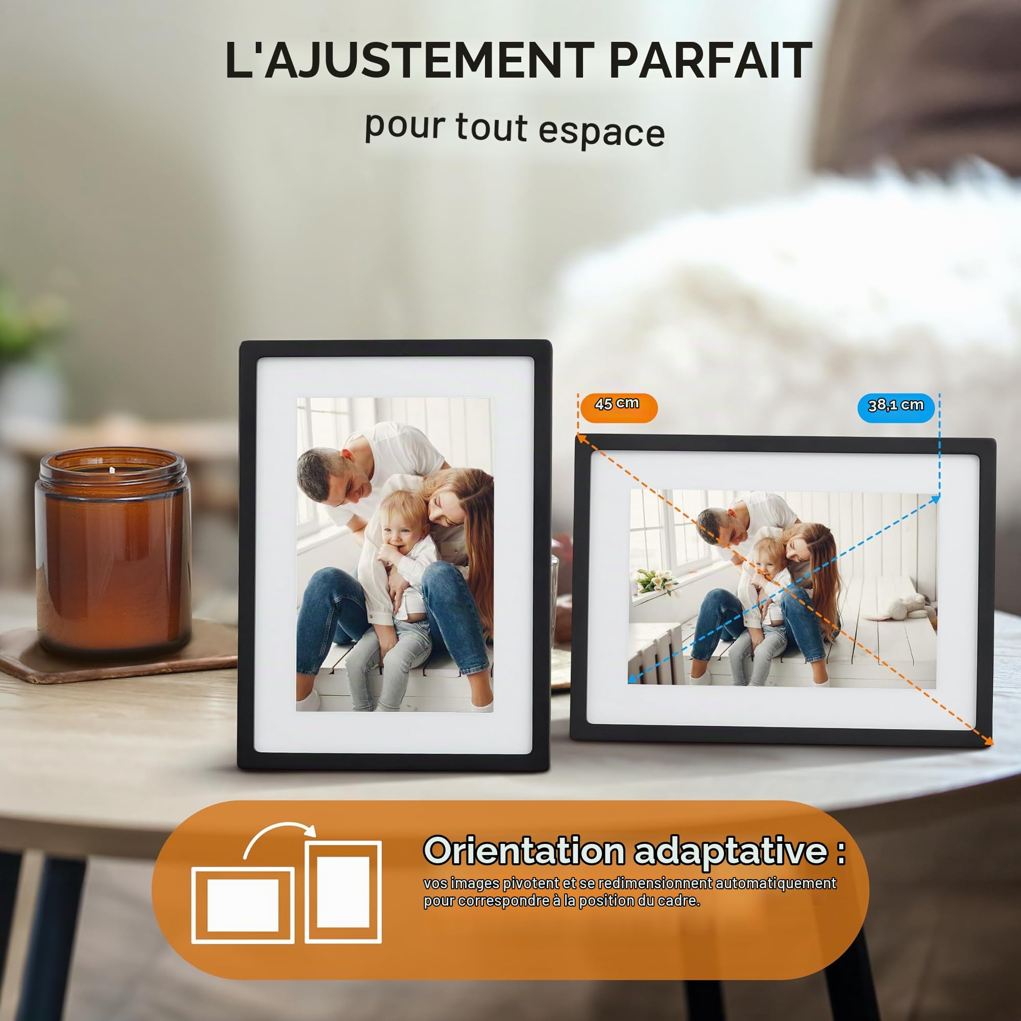Cadre Skylight : Cadre Photo numérique WiFi 15 Pouces, Email, Photos de n'importe où, écran Tactile