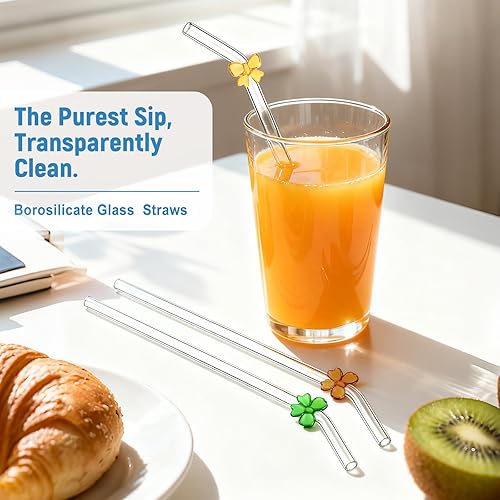 Miniatura 2 de Paquete de 15 pajitas cortas de vidrio resistentes a las roturas, transparentes para café helado y cócteles, 6 pulgadas de grosor y 0.394 in de