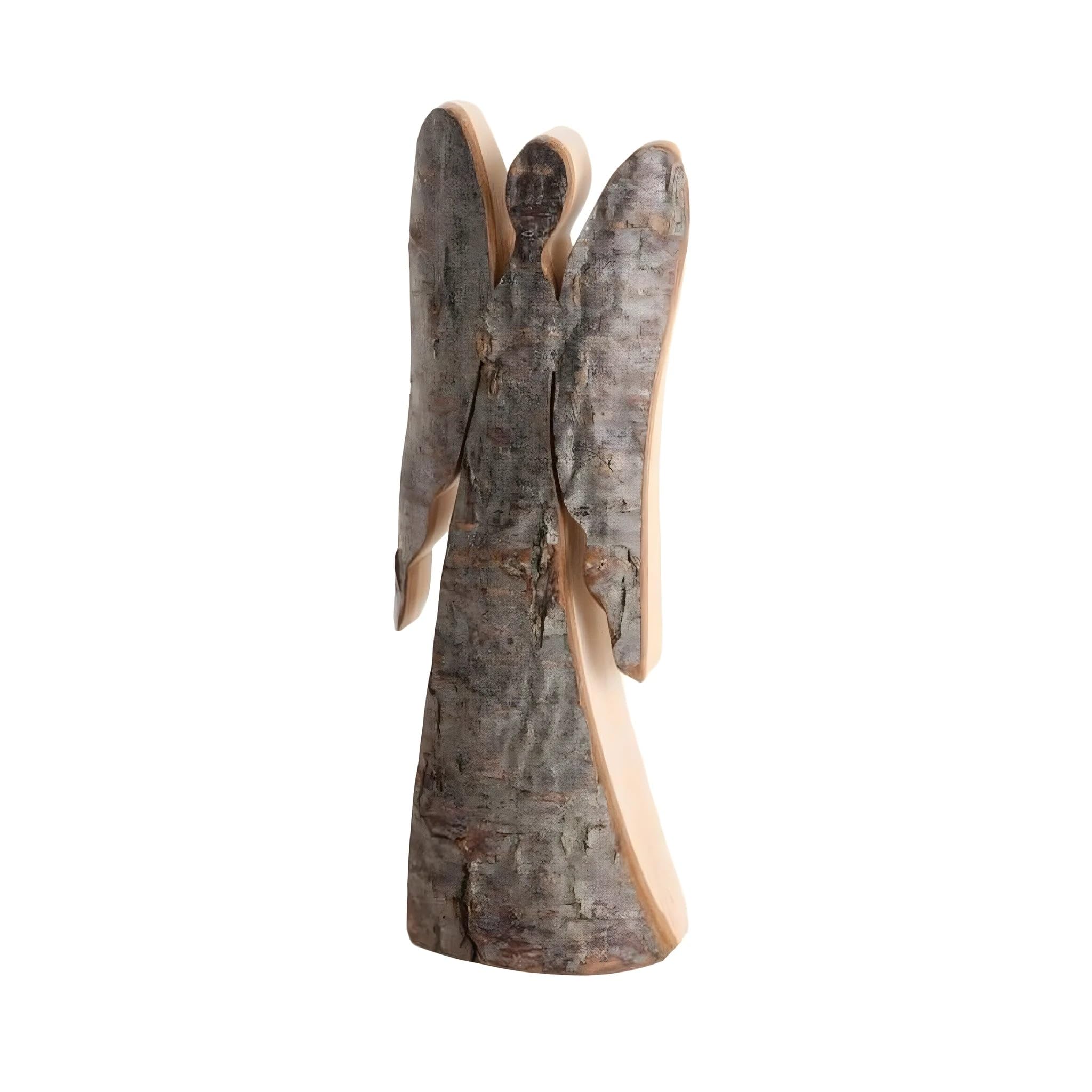 Angelic Art: Guardian on Wooden Bark - Dolfi