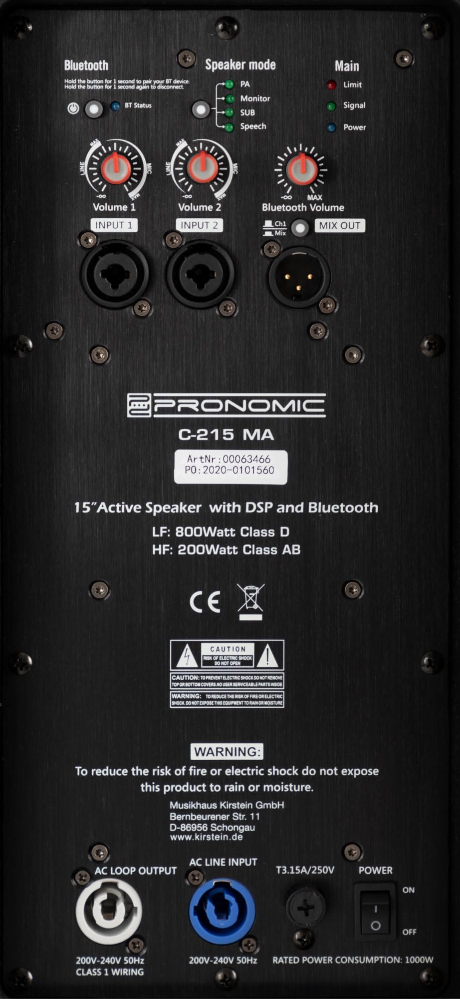 Diffusore Attivo 2 Vie C-215 MA - 1000W Con Woofer 15'' E Bluetooth - Monitor Da Studio Professionale - Foto 7