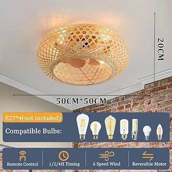 Ventilatore Da Soffitto Con Illuminazione E Telecomando Silenzioso E27