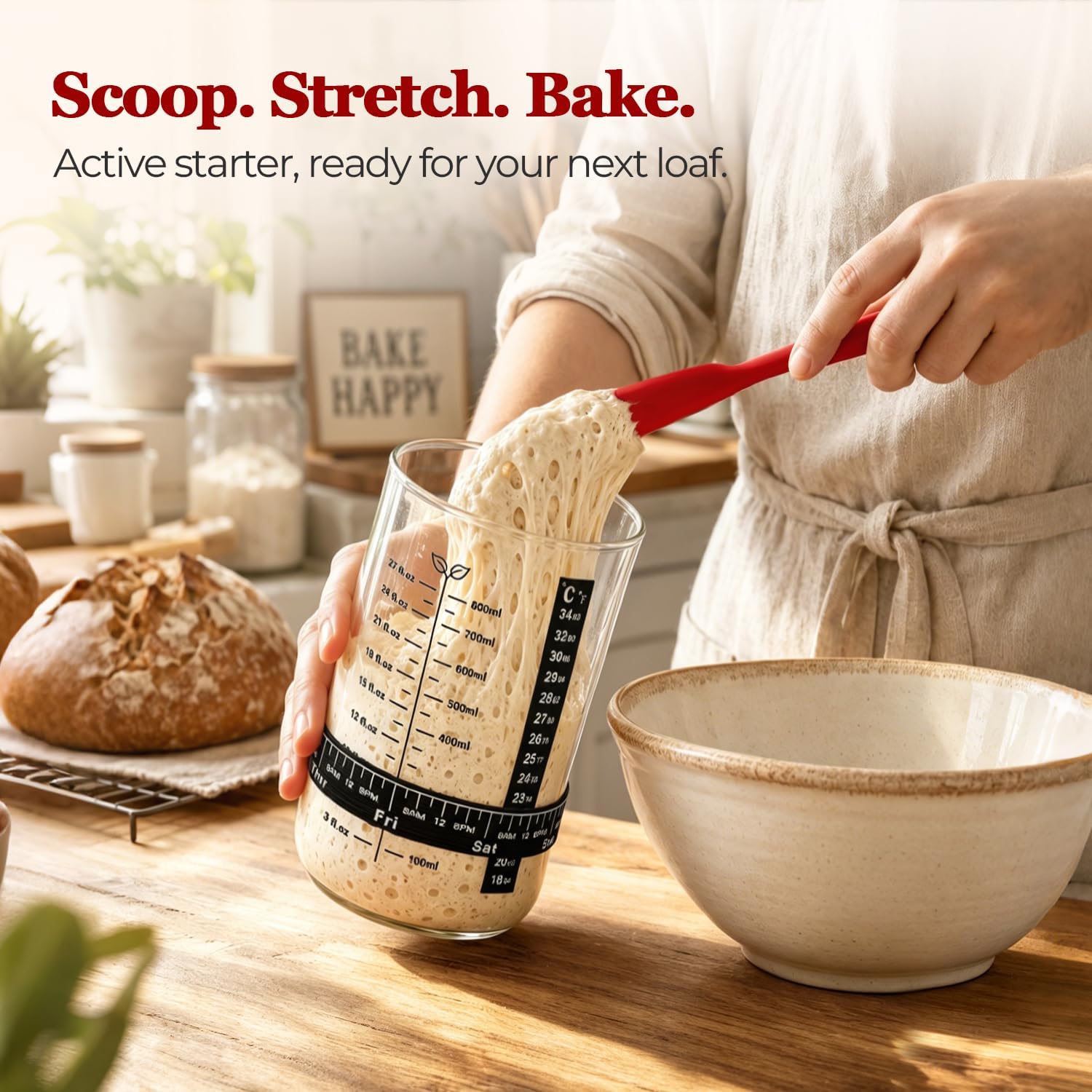 ComSaf Sourdough Starter Jar Kit 34oz(1L) 2 Pack Wide Mouth Bread Baking