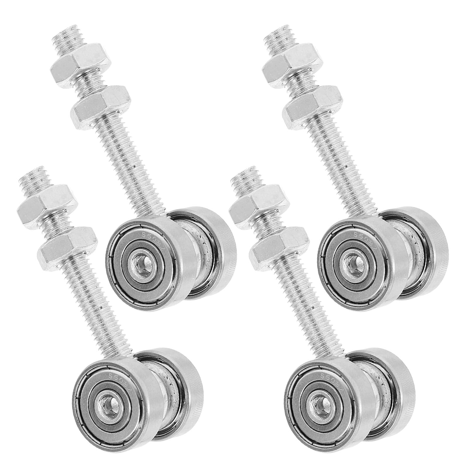 Ensemble De 4 Galets De Rail De Porte Coulissante Roulettes À Double Roulement Pour Porte De Grange Support M8X60 Pour Placard Penderie Et Garage