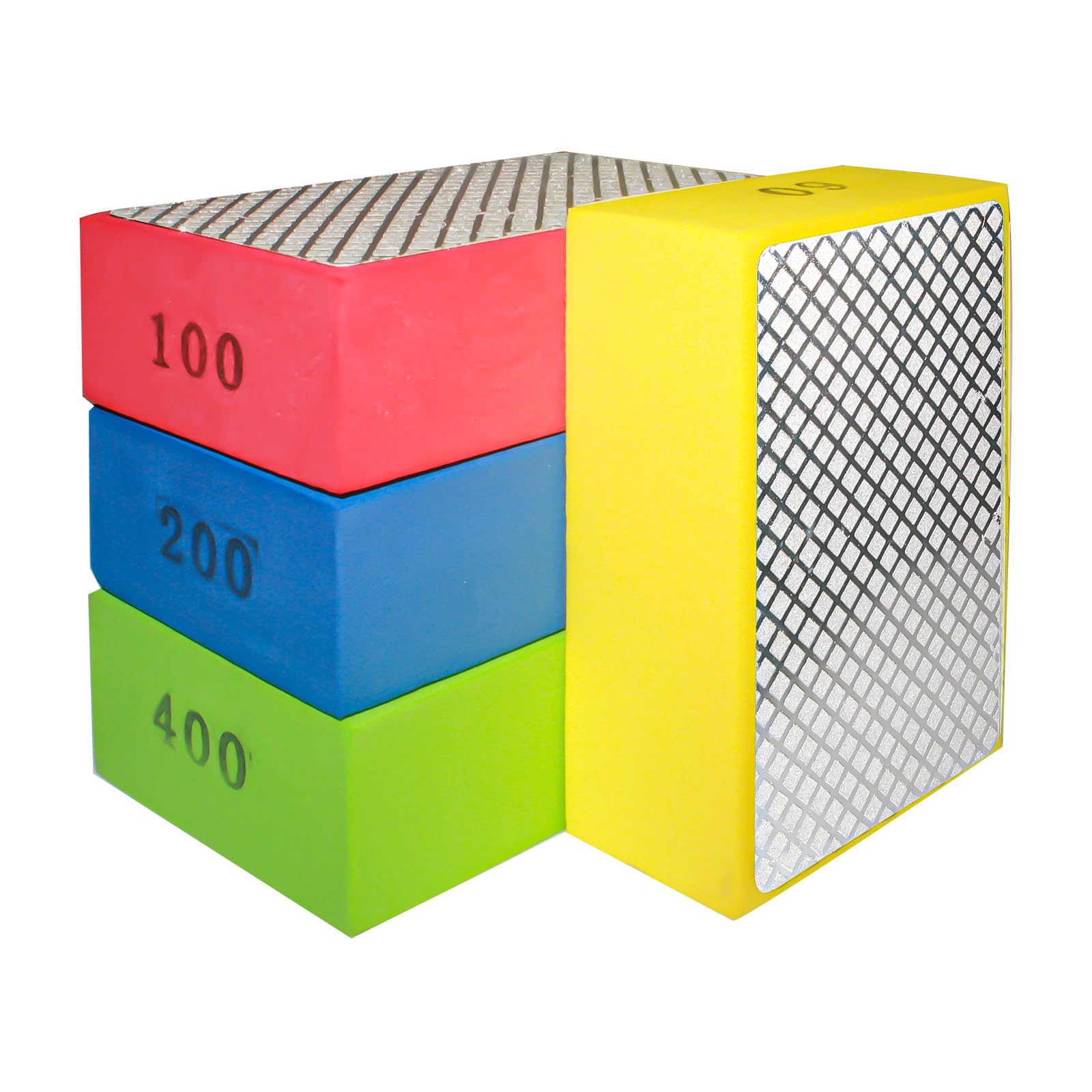 4pcs Tile Polishing Pad Diamond Hand Polishing Pad Porcelain Sanding Blocks Glass Polishing Kit (4pcs 60#100#200#400#)