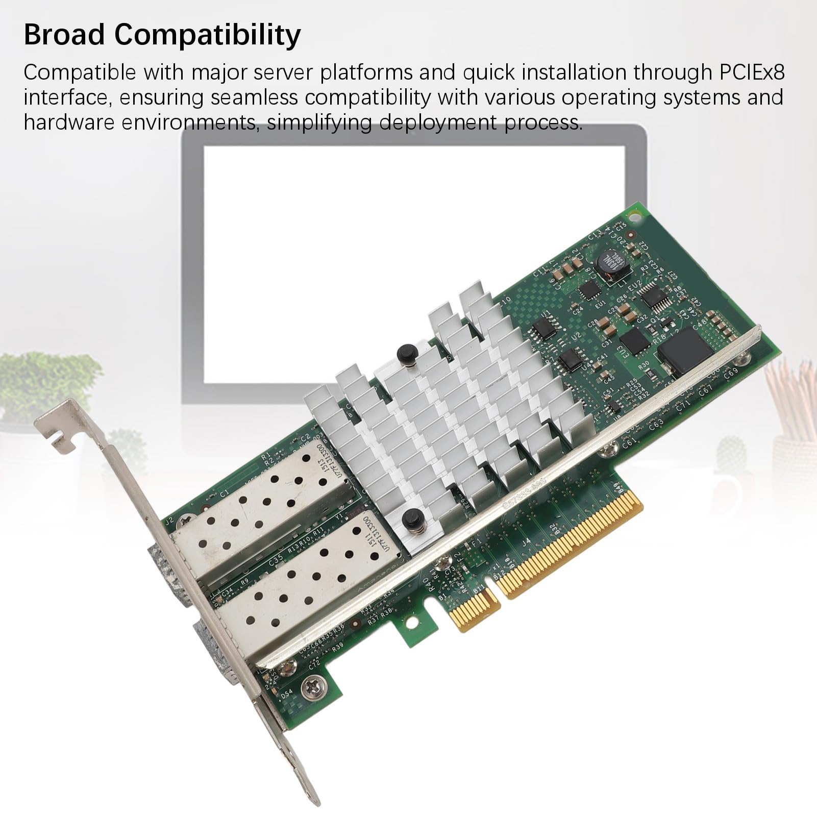 Scheda di rete 10Gb SFP+, Adattatore Ethernet PCIe Dual Port, Connettività Convergente ad Alta Velocità per Server e Data Center, 1 Pezzo PCB