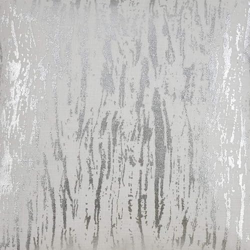 Miniatura 3 de Fennco Styles Funda de almohada de algodón con diseño de lámina metálica envejecida de 14 x 22 pulgadas, funda de almohada plateada para decoración