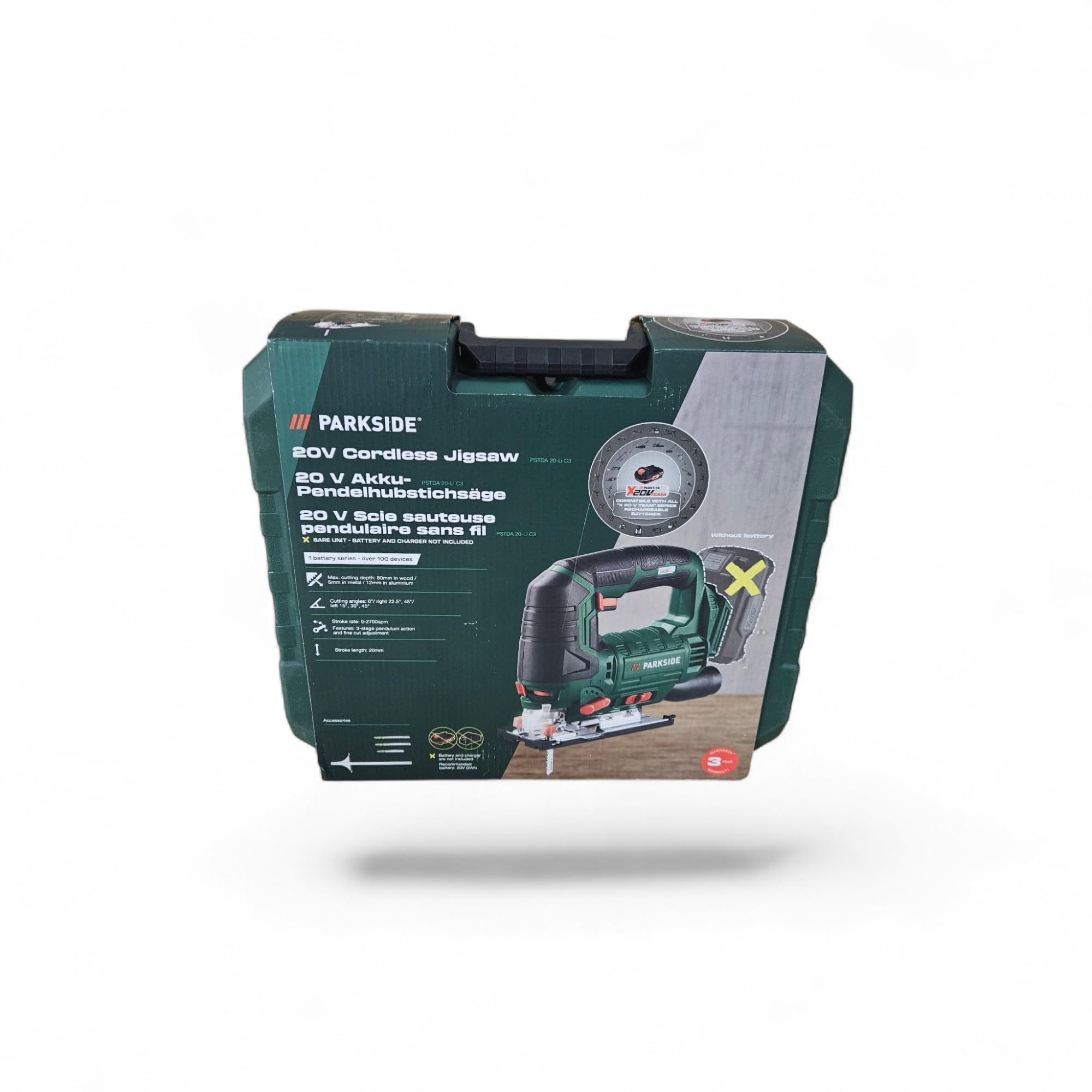 Parkside® PSTDA 20-Li A1 Battery Pendulum Lifting Jig Saw (without Battery and without Charger X20V)