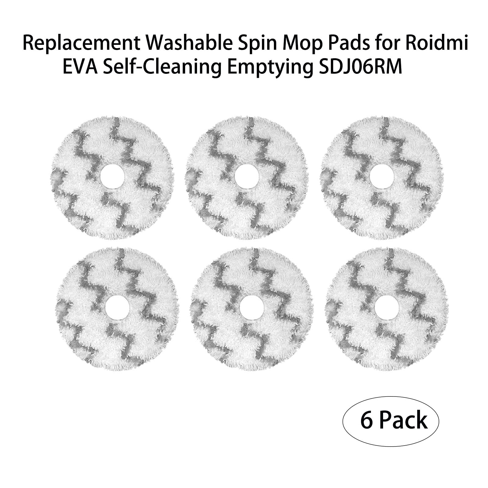 Replacement Washable Spinnig Mop Pads for Roidmi EVA Self-Cleaning Emptying Robot Vacuum SDJ06RM Replace Mop Cloths Floor Care Accessories (6 Pack)