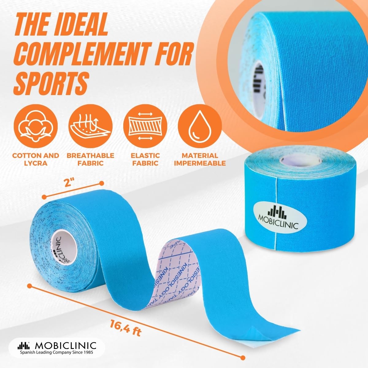 Mobiclinic®, 4 Rolls of Kinesiology Tape, Neurological Tape, Rolls of 5m x 5cm, Sports Tape, Muscle Relaxation - Image 2