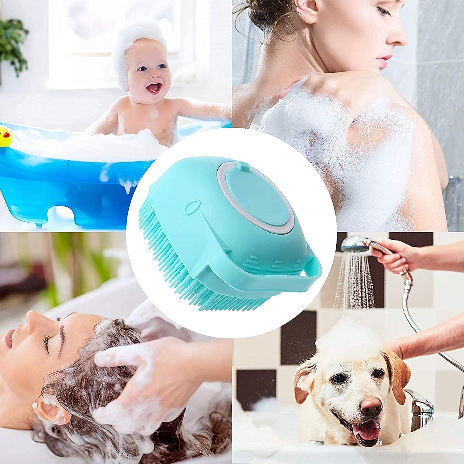 PERPART Silicone Soft Bath Body Brush with Shampoo Dispenser Scrubber-use in Shower Deep Cleaning Gentle Scrub Massage for Children, Men Women (multicolor) 1
