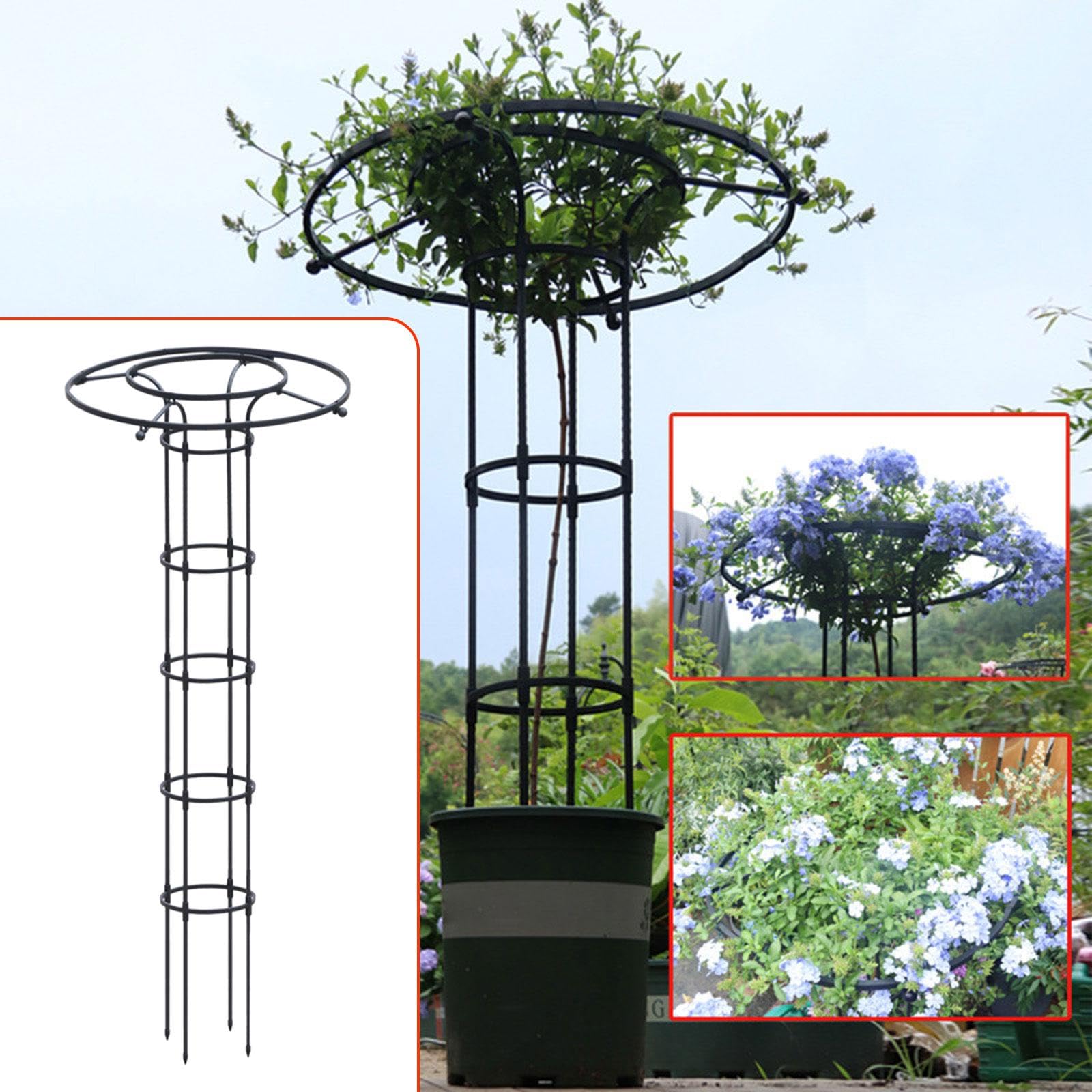 Treillis de jardin obélisque vertical pour parasol, cadre tour pour rosiers et vignes, hauteur 180 cm, noir