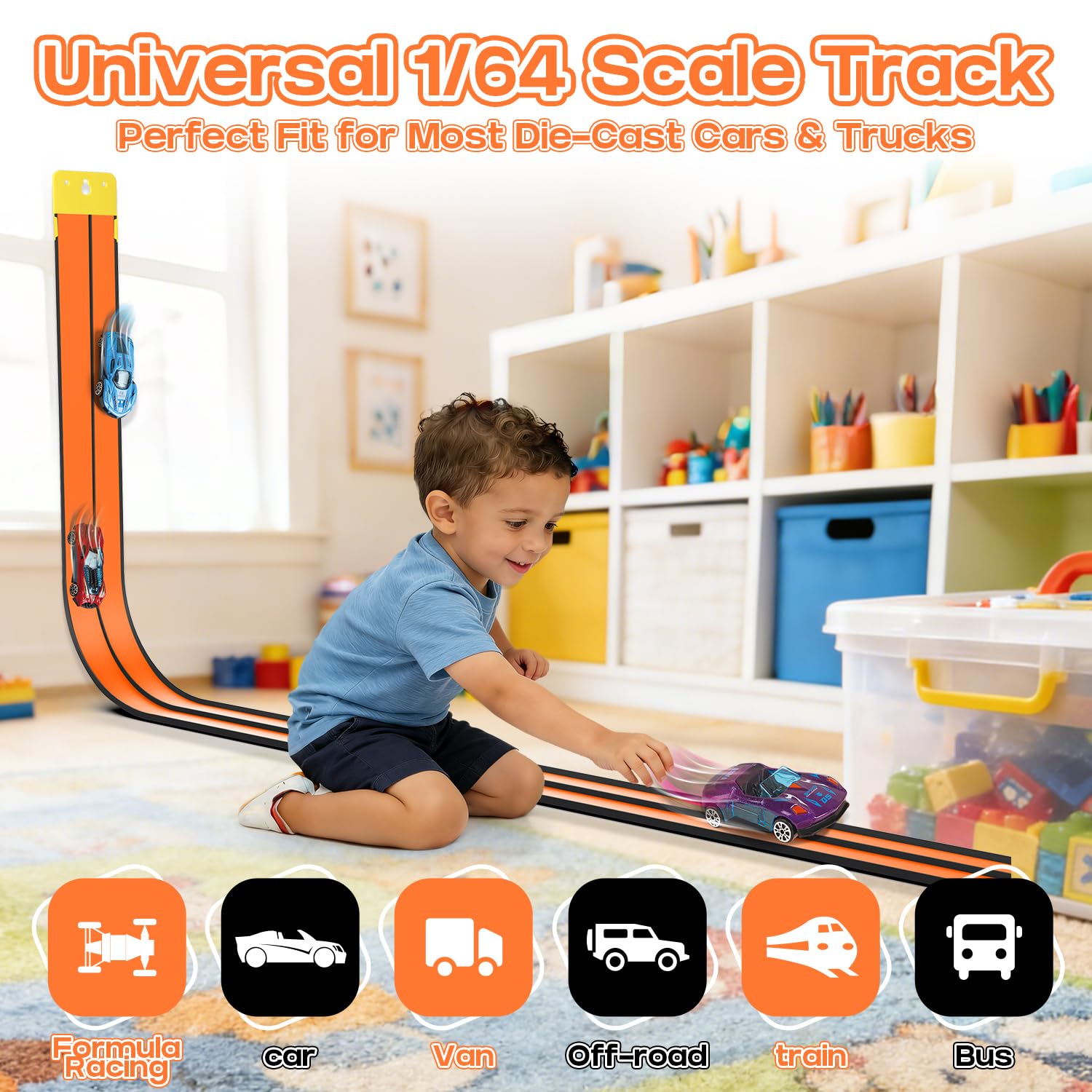 Flexible Race Car Track for Kids 4.6M Flex Race Car Track Toys for Toddlers Age 3+, Compatible with 1/64th Diecast Cars - Image 3