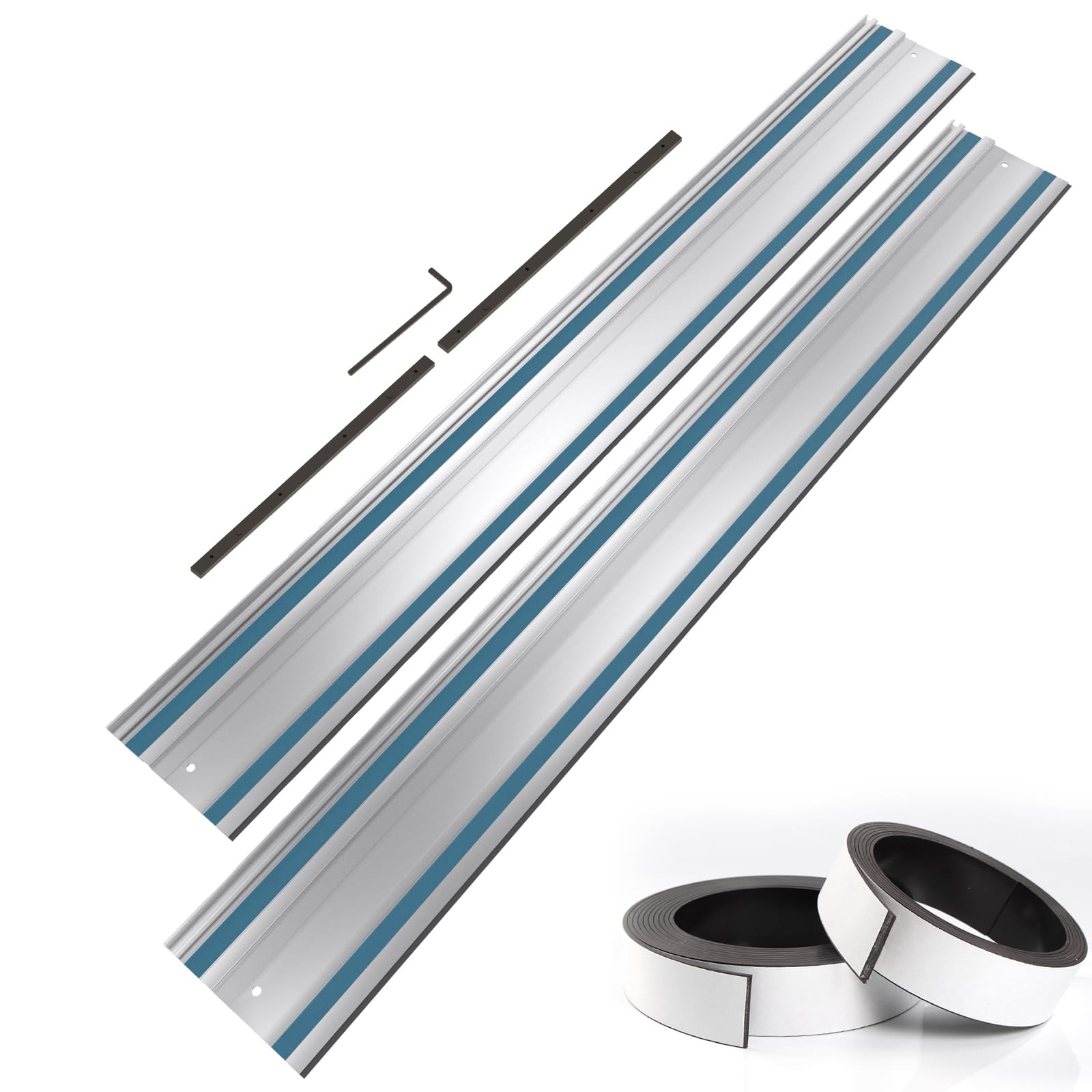 Barlezy 194368-5 110" Track Saw Guide Rail Joining Set for Makita, Includes 2x55" Extruded Rails, 194368-5 for Makita Track Saw Kit with Connectors