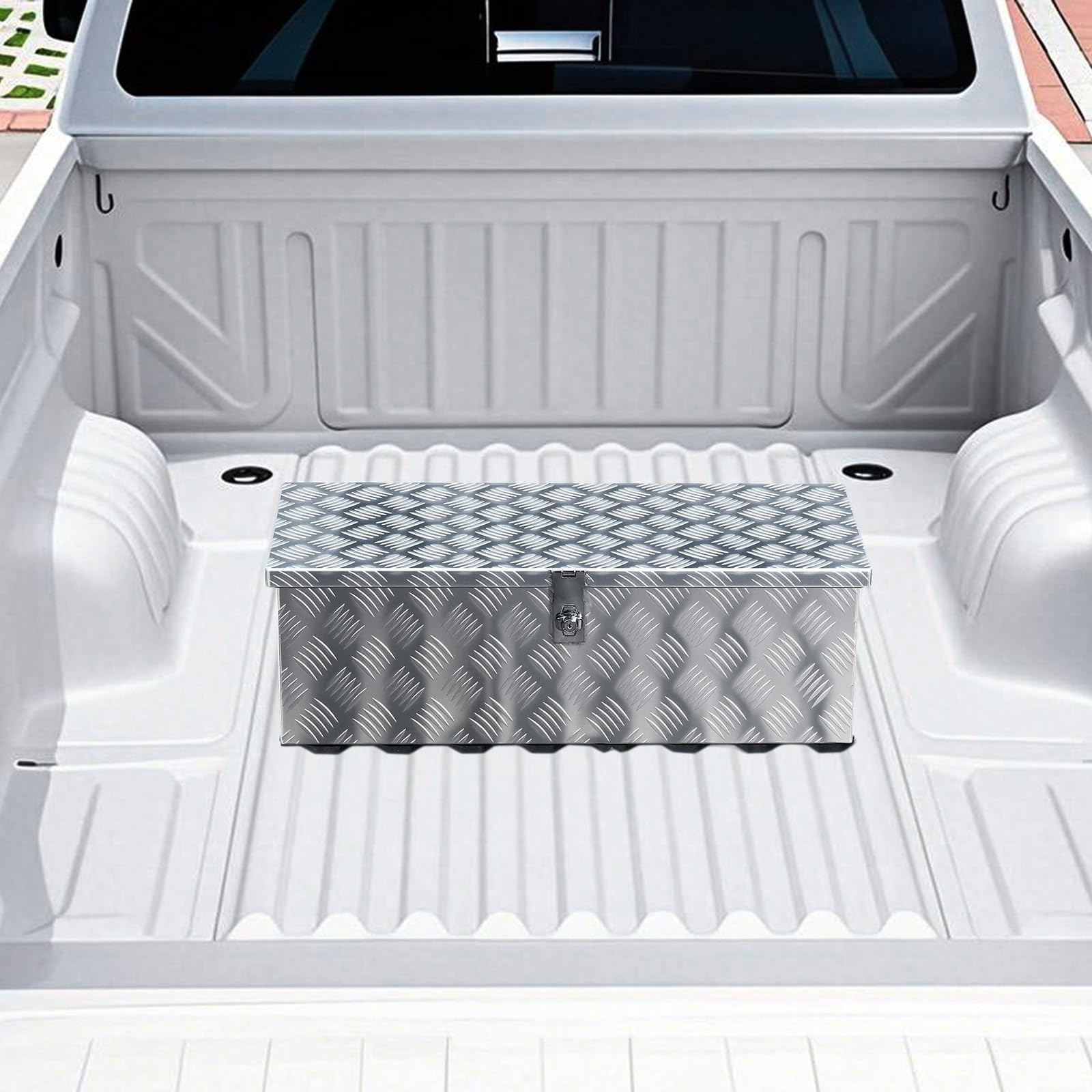 VEVOR Cassetta Portautensili Struttura in Alluminio per Cassone di Camion, con Maniglia Laterale e Chiavi di Blocco, Organizzatore per Rimorchi, Camper, 76,2 x 330,2 x 243,84 mm, Argento