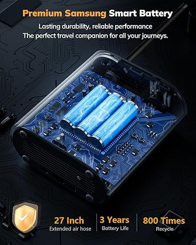 Miniatura 3 de Inflador de neumáticos portátil T1 con 160 PSI, bomba de aire 4 veces más rápida, inflador de neumáticos de coche inalámbrico con medidor de