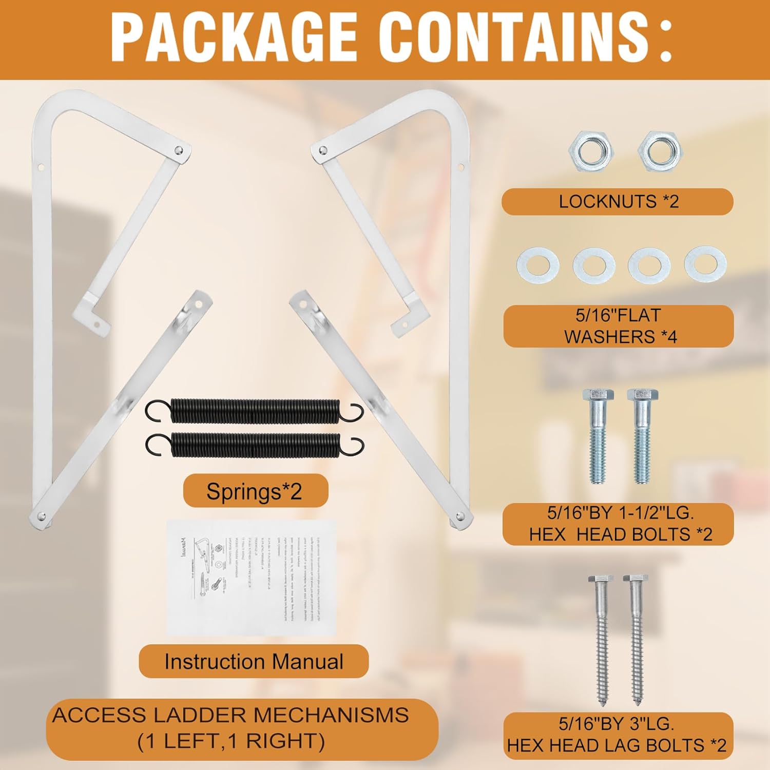 55-1 Attic Ladder Spreader Hinge Arms with Springs,Compatible with Werner (Mk1 Thru Mk3),A2208 A2210 A2508 A2510 W2208 W2210 W2508 W2510 WH2208 WH2210 WH2508 WH2510 WH3008 WH3010, MFG 2006 and Older