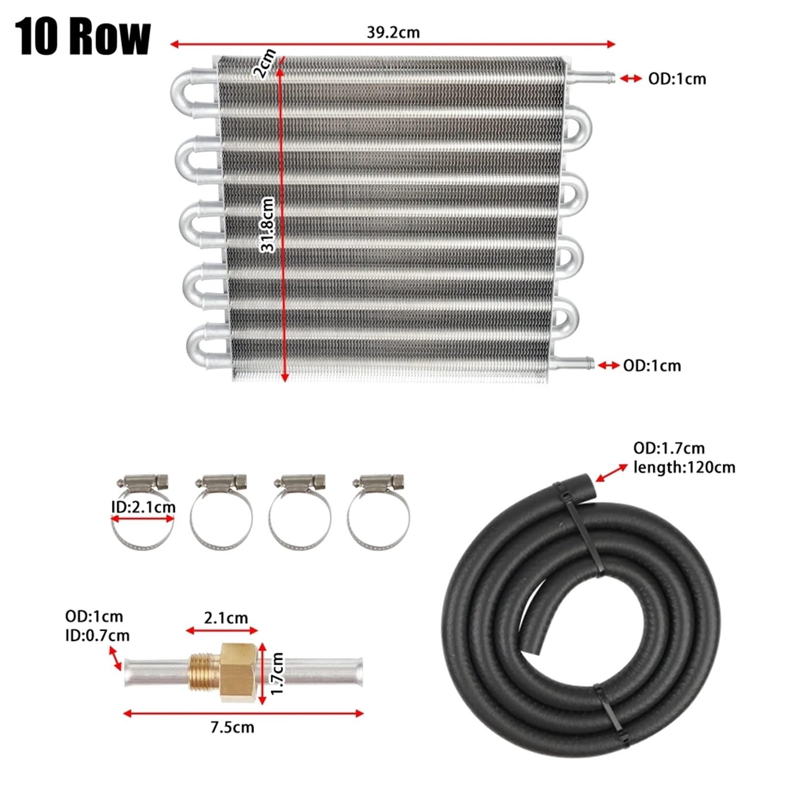Kit de Enfriador de Aceite de 10 filas/16 Filas, Enfriador de Motor de transmisión remota Universal de Aluminio, Kit convertidor de radiador para transmisión automática/Manual