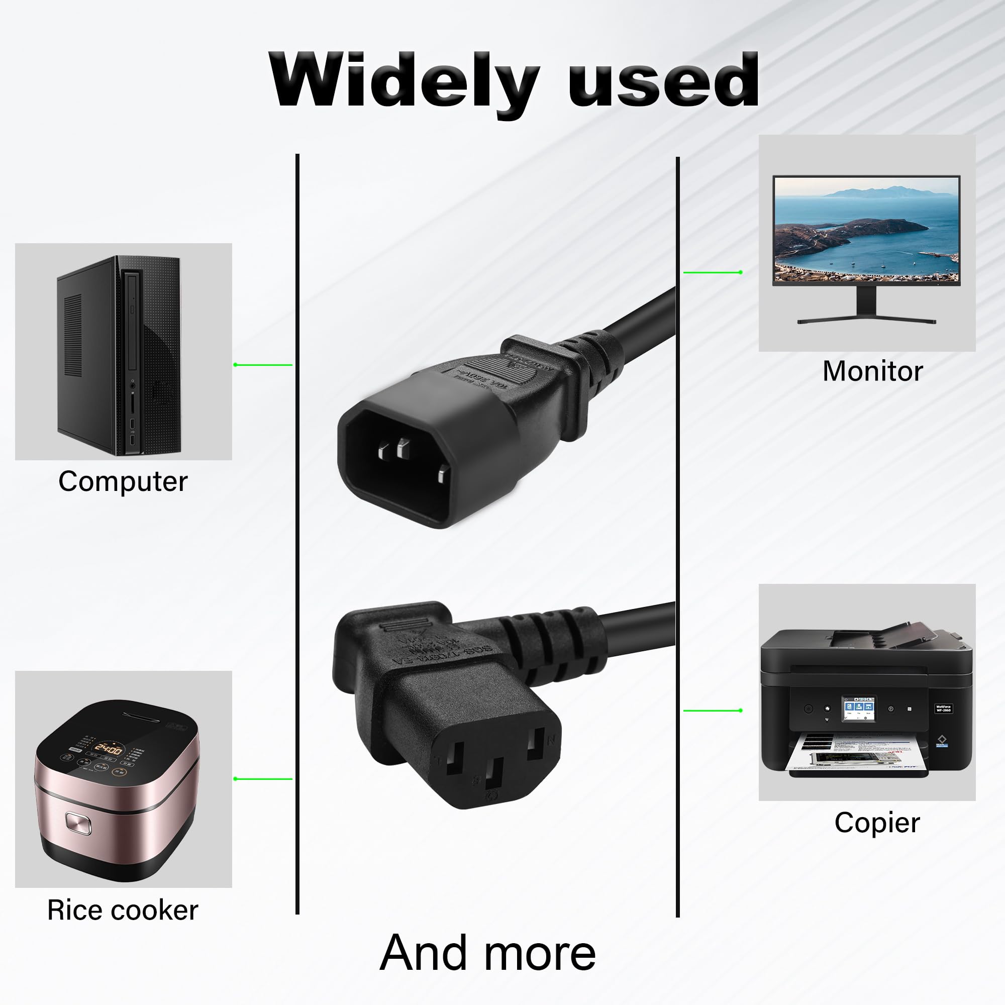 Cavo Angolo Retto Per LCD Cavo Bianco Da 1m Con Presa Angolata IEC - Foto 3