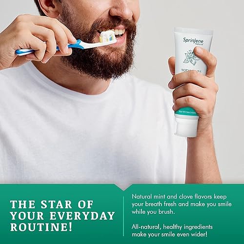 Miniatura 6 de SprinJene Pasta de dientes natural sin flúor para dientes y encías limpios y fuertes, aliento fresco y ayuda a secar la boca. Pasta de dientes