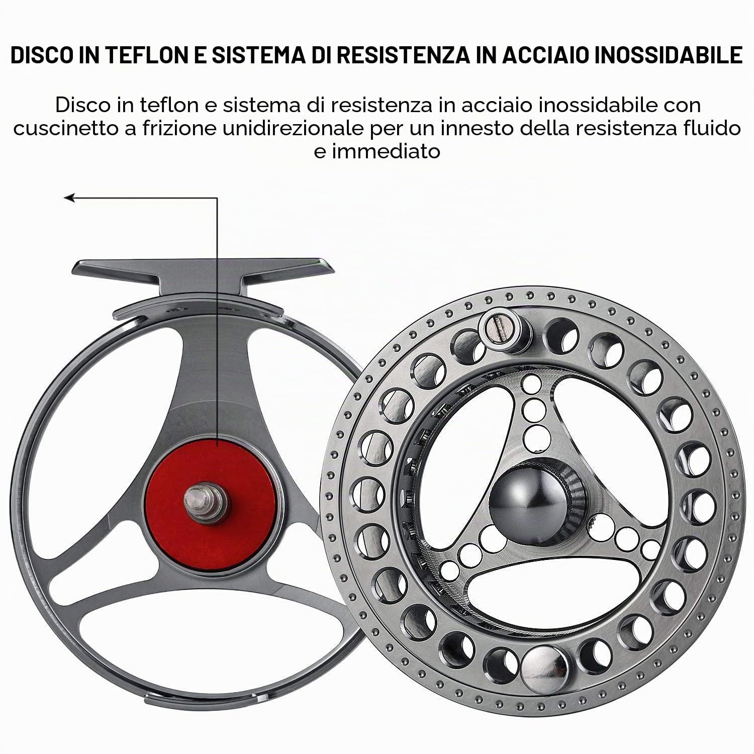 Sougayilang Mulinello da pesca a mosca ultraleggero anti-ossidazione, corpo in lega di alluminio lavorato a CNC e bobine di pesca a mosca dimensioni 5/6,7/8