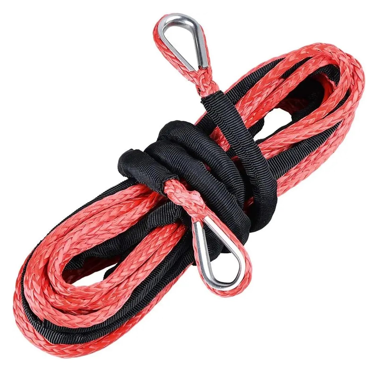 Przedłużka liny syntetycznej 50 stóp 1/4" (15 m * 6 mm) do wyciągarek, osłona przed kamieniami 39" do holowania pojazdów terenowych ATV UTV, pług śnieżny, lina holownicza do samochodu(Blue)