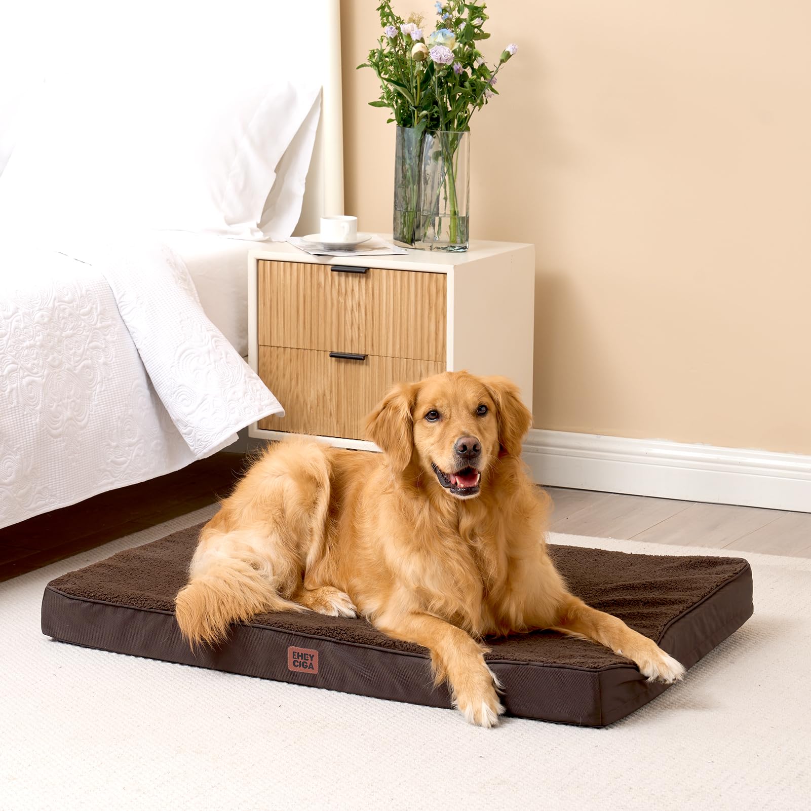 EHEYCIGA Cuccia Cane Interno Taglia Grande XXL, (120L x 74W cm) Ortopedica Cuscino per Cani, Cuscino Cane Sfoderabile e Lavabile, Ortopedico Lettino per Cani, Orthopedic Dog Bed, Marrone