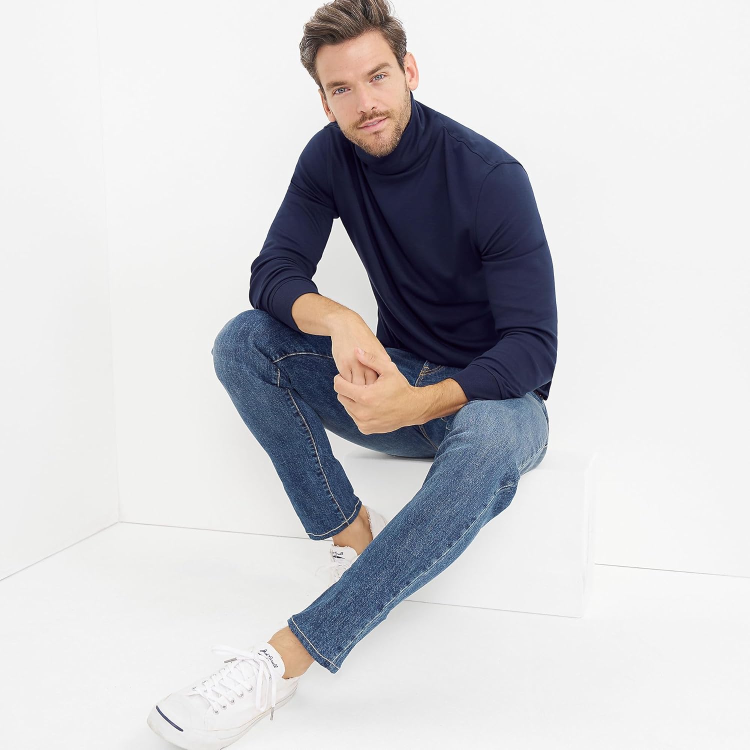 Lands' End Men's Super-T Cotton-Blend Turtleneck Shirt - Image 2