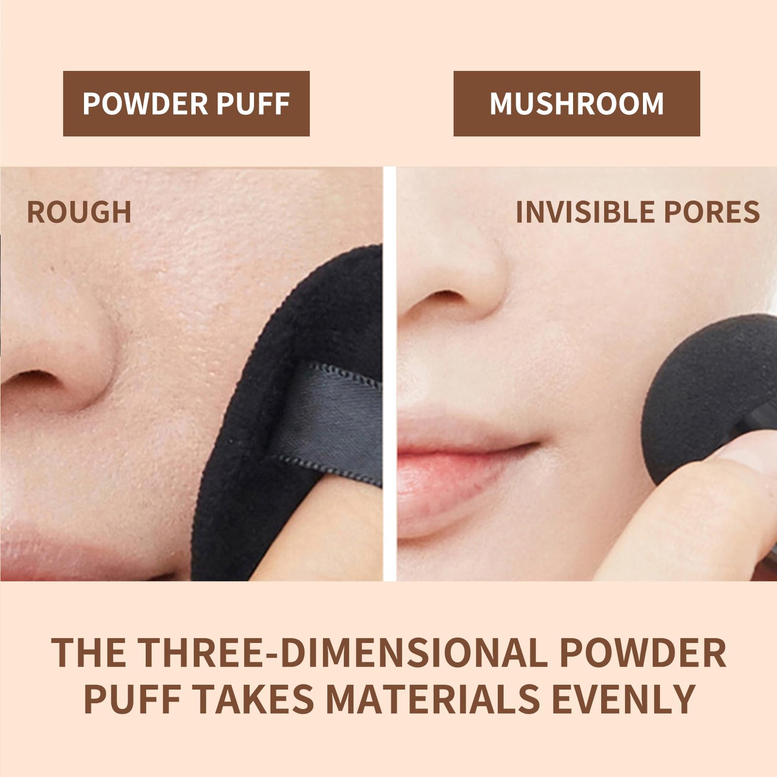 KOAHDE Mushroom Head Air Cushion CC Cream,CC Cream Foundation with Mushroom Head,Liquid Foundation Mushroom,Makeup Base Mushroom Head,Natural Moisturizing Full Coverage Foundation,Natural Beige - Image 2