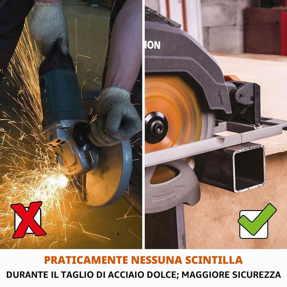 Evolution Power Tools - R185CCSX+ Sega Circolare Multi-Materiale 185 mm Compatibile con Binario Guida (Pacchetto Plus con Custodia da Trasporto), 230 V