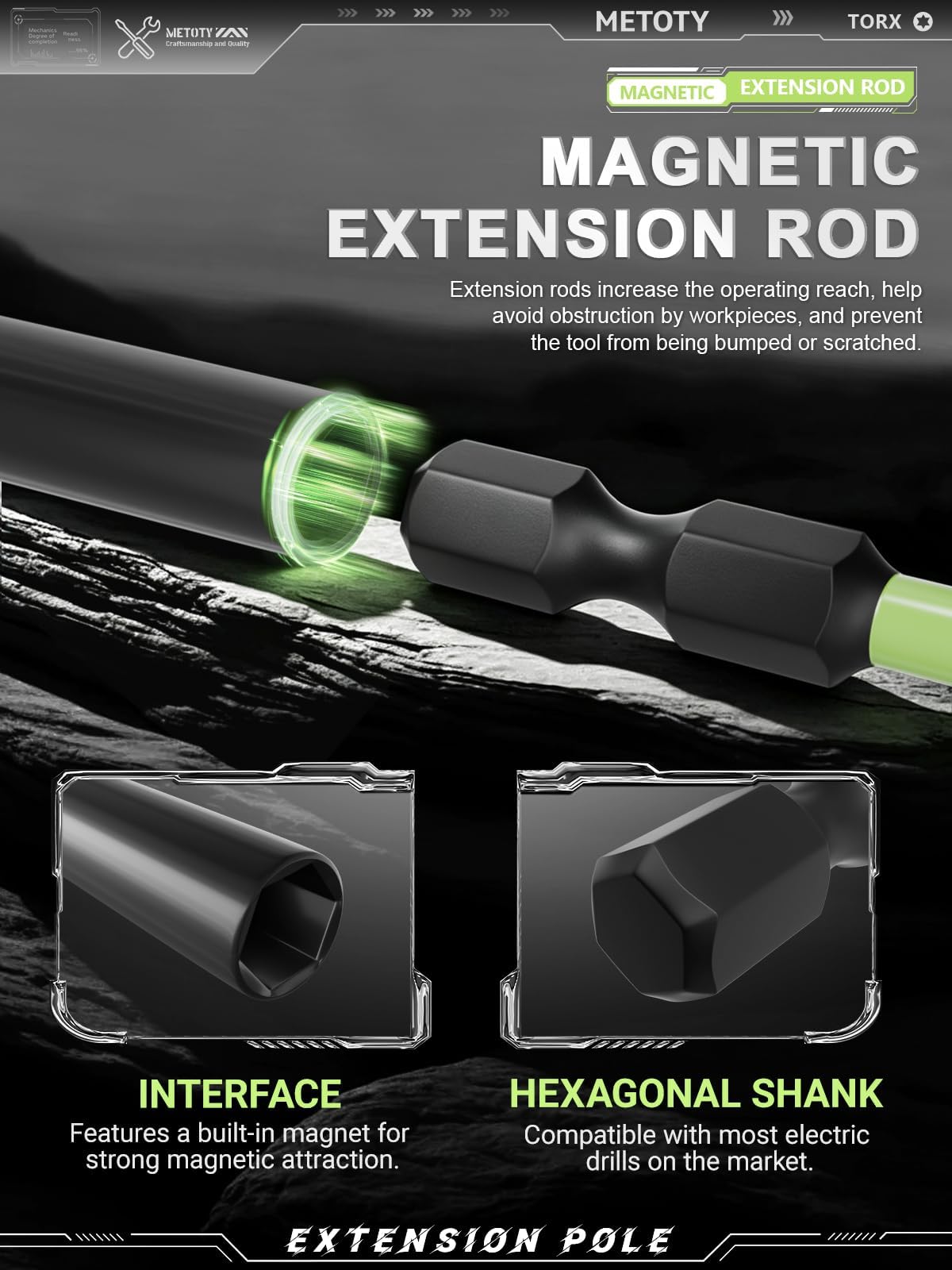 Lot de 91 embouts de tournevis à percussion magnétiques en acier S2 creux Torx T10/T15/T20/T25/T30 en longueur de 25 mm, équipés d'un poteau d'extension magnétique et d'une base de rangement