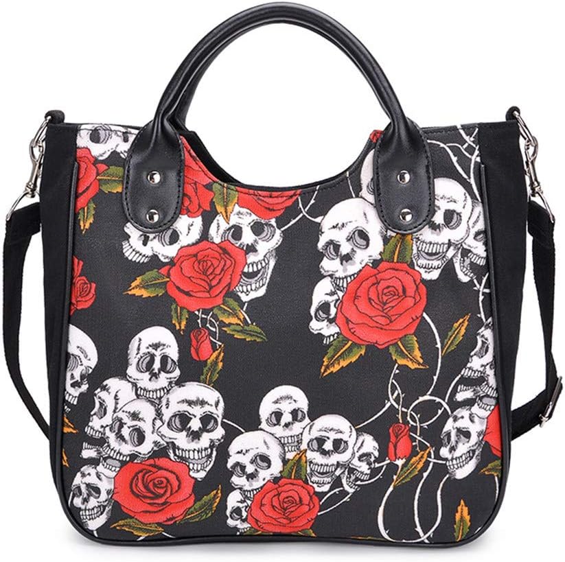Women Fashion Rivet Handbag Purse Luminous Canvas Punk Tote with Shoulder Strap Crossbody Bag Large Capacity