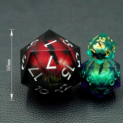 Miniatura 3 de Dados Dungeons and Dragons D20 con estuche de regalo, dados jumbo de globo ocular de 1.776 pulgadas (1.969 in), dados poliédricos de borde afilado