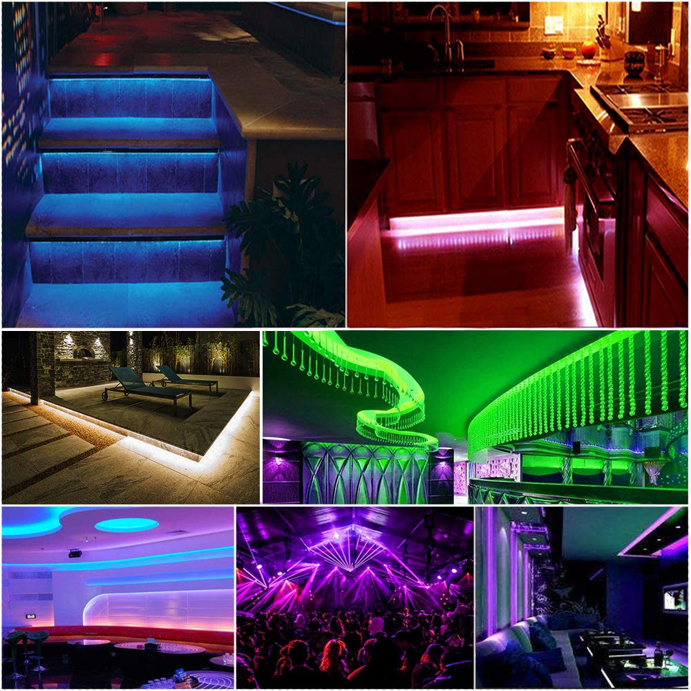 XUNATA 15m Striscia LED RGB 220V con Telecomando 24 tasti, Luce 5050 LED y Controller Ricevitore Segnale Impermeabile Kit Completo- 60 LEDs/m