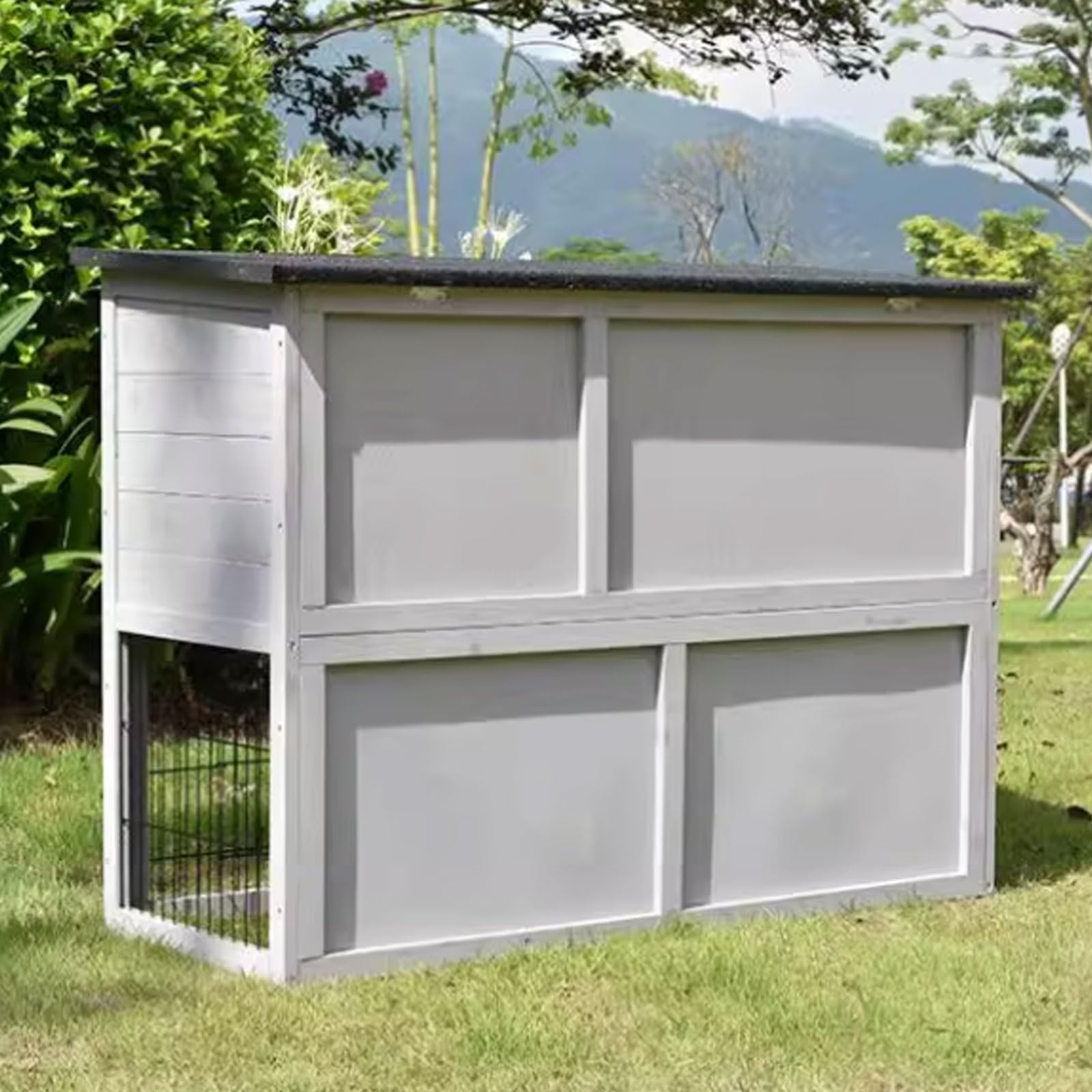 Gallinero para uso en exteriores con escaleras y bandeja extraíble, construcción de madera maciza, corral grande con techo y diseño de múltiples puertas