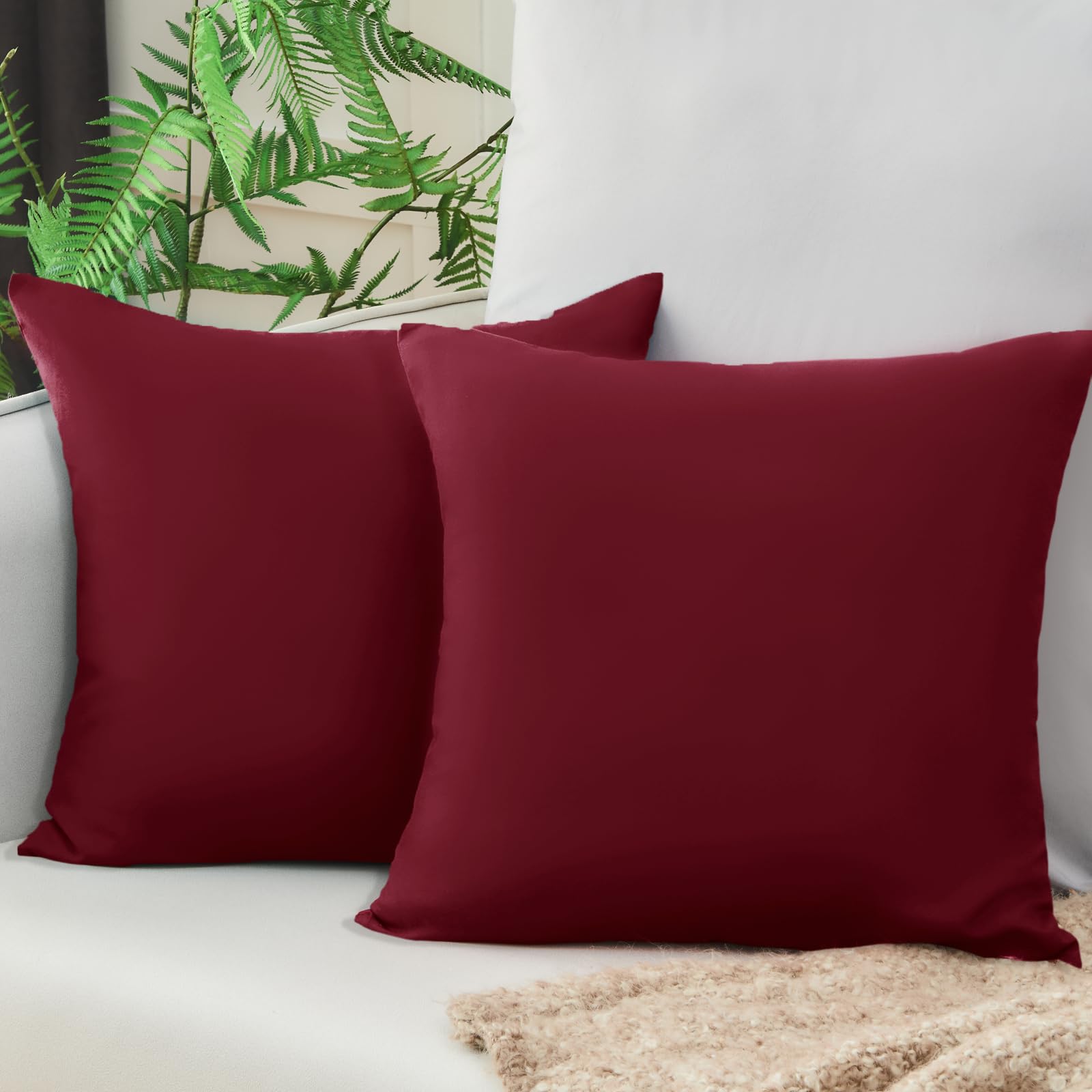 Vielit Sofa Cushion Covers, 50 x 50 cm, Red, Soft Pillowcases, Set of 2, Microfibre, Eco-Friendly, Resistant — image 1