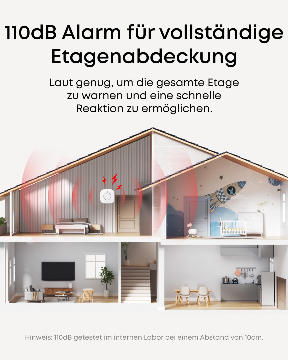 eufy Innensirene E20, 110dB Alarm, Notfall-Akku, große Reichweite, Flexible Montage, benötigt HomeBase 2, 3, Mini oder Pro (EU-Version)