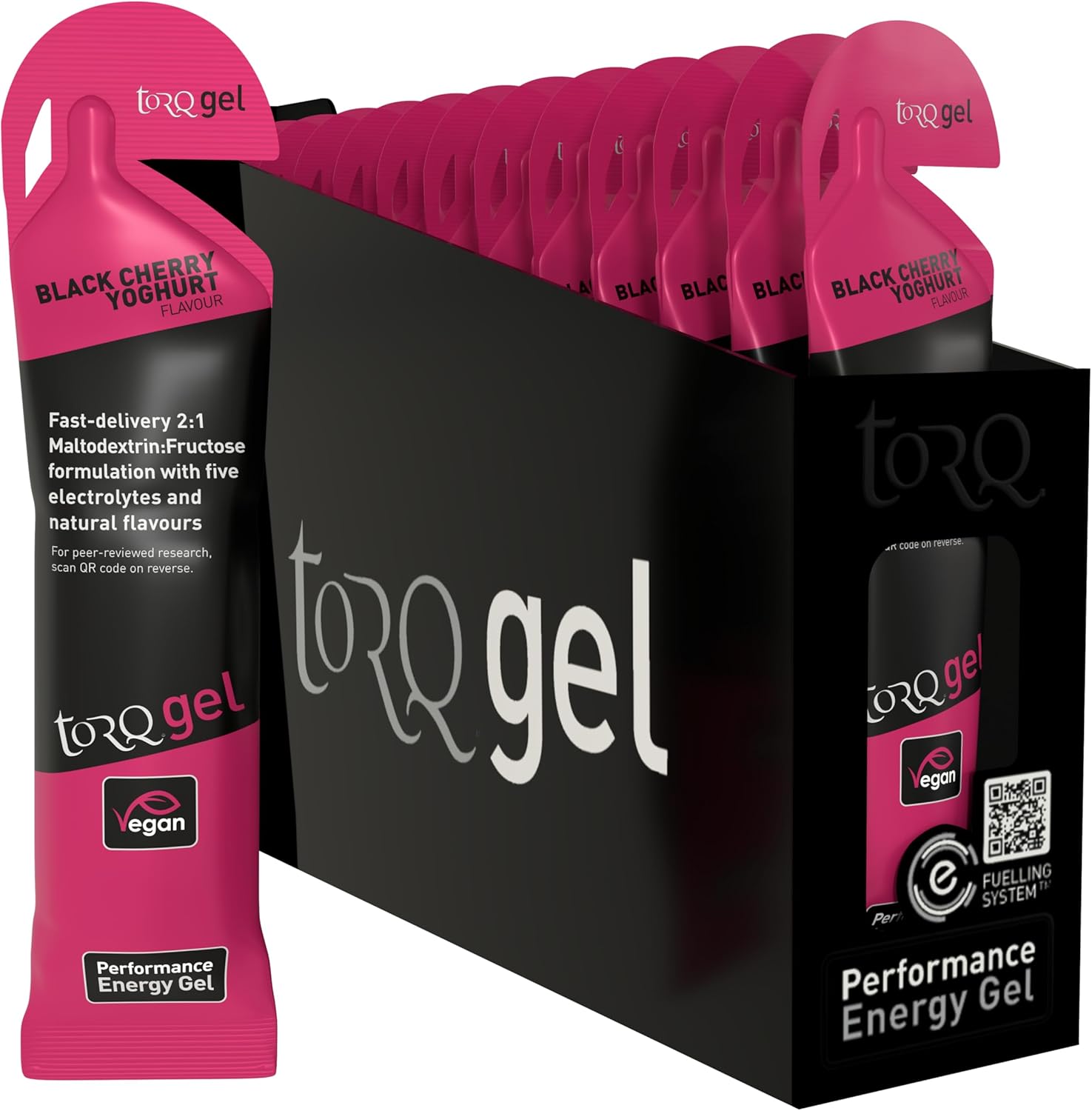 TORQ Running Gels with Electrolytes – 2:1 Maltodextrin: Fructose for Endurance Sports & Optimal Performance | Energy Gels for Running, Cycling & Marathons – 30g Carbs Per Gel | Cherry Yoghurt 15