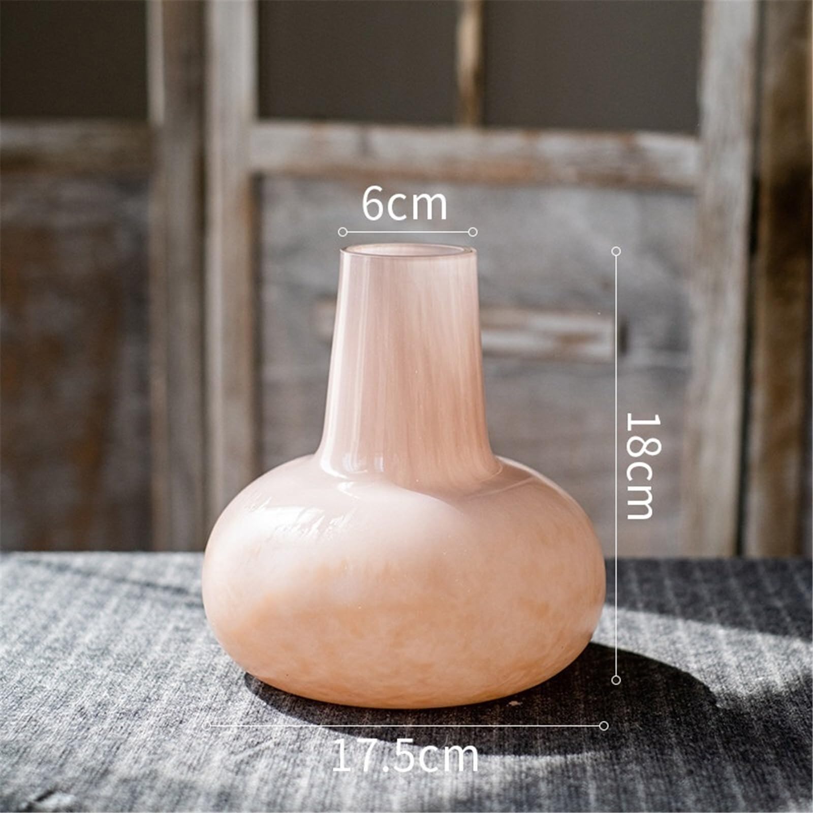 Vases décoratifs en Verre Rose Blush de 18cm, for Salon, Chambre à Coucher, Bureau Decoratif