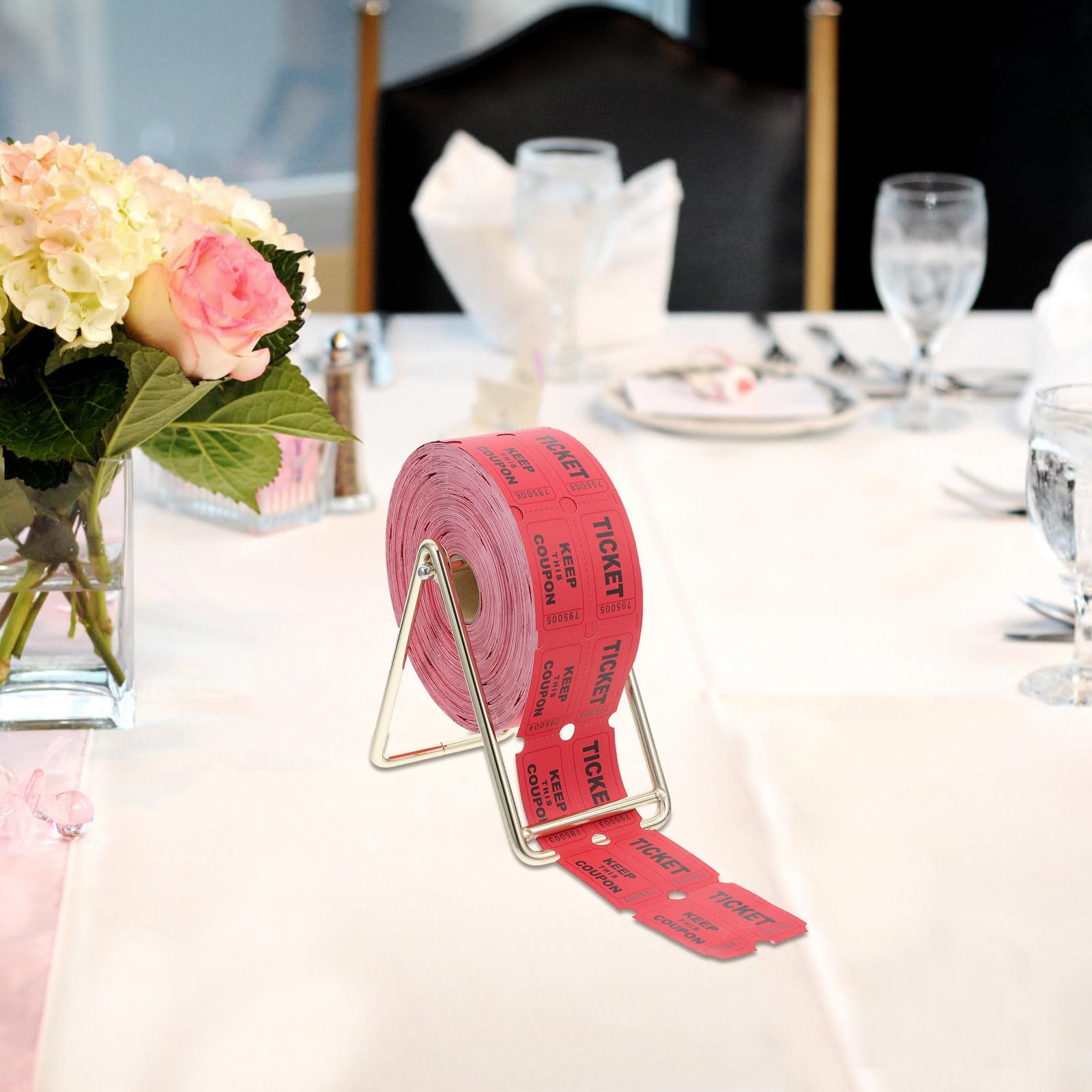 Cabilock Boletos de Rifa para Carnaval 1000 Piezas en Color Rojo con Soporte Dispensador, Entradas Aula y Premios de Recaudación de Fondos, Ideales para Fiestas, Eventos